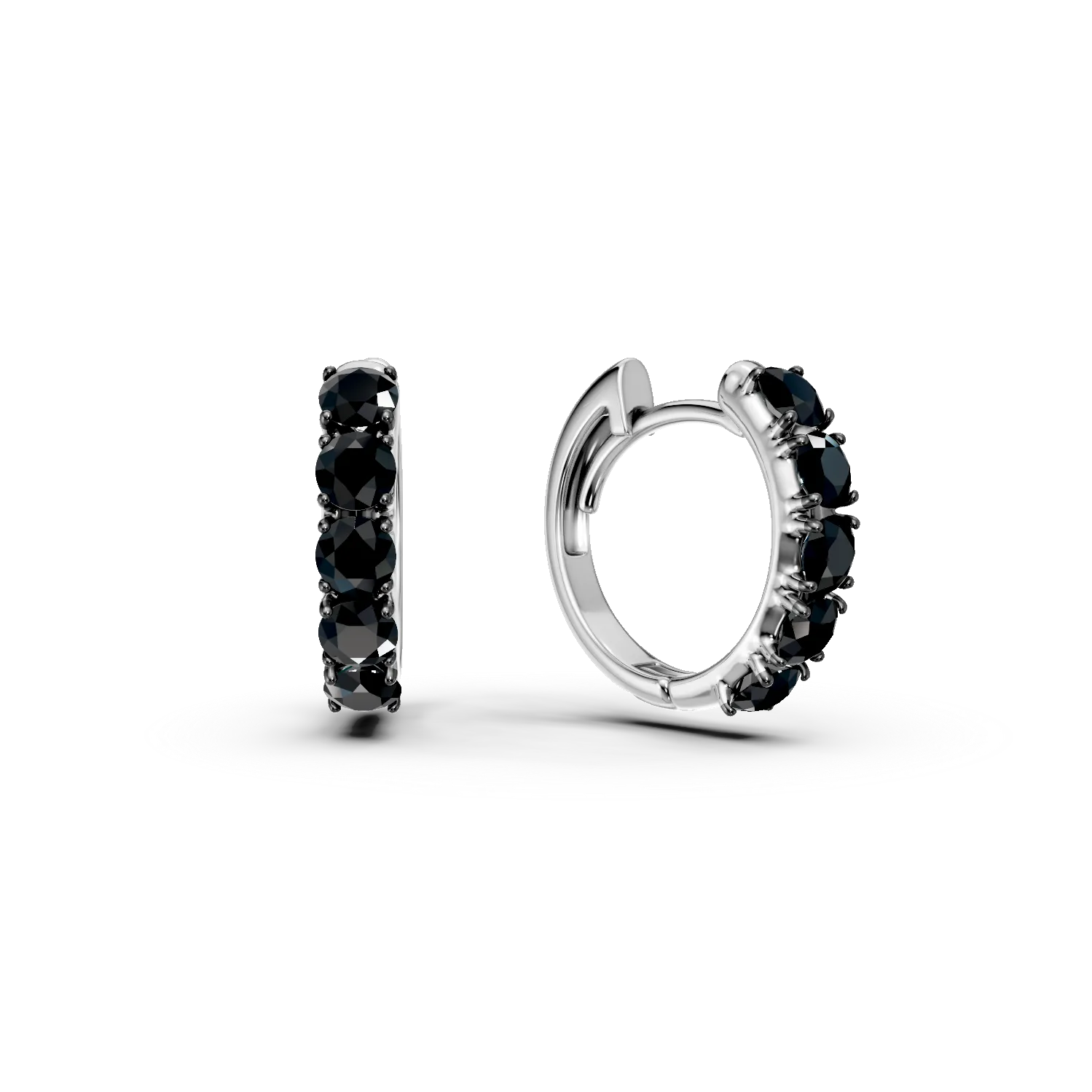 Kerek feherarany fulbevalo 1.22ct fekete gyemantokkal