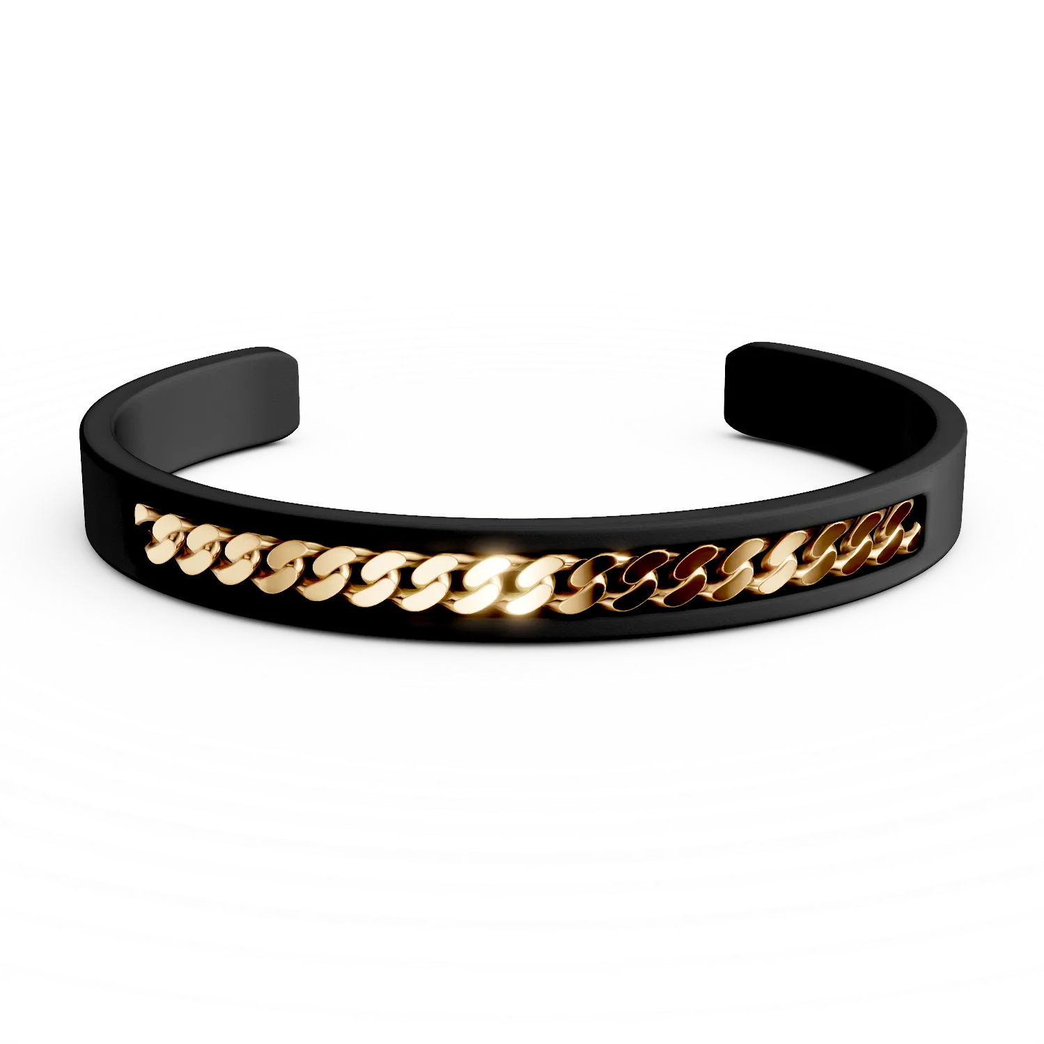 Yellow gold and titanium open bangle-195845