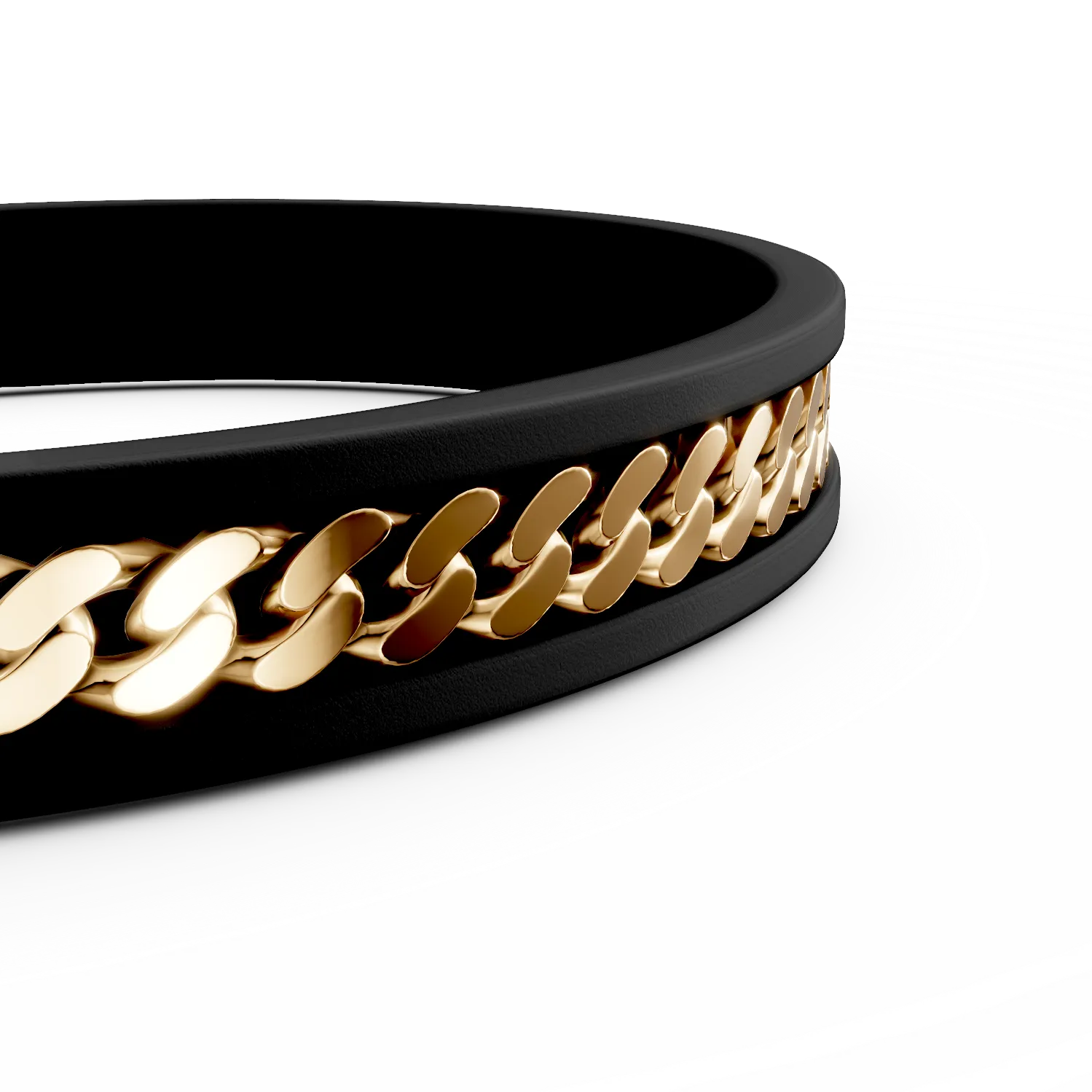 Yellow gold and titanium open bangle