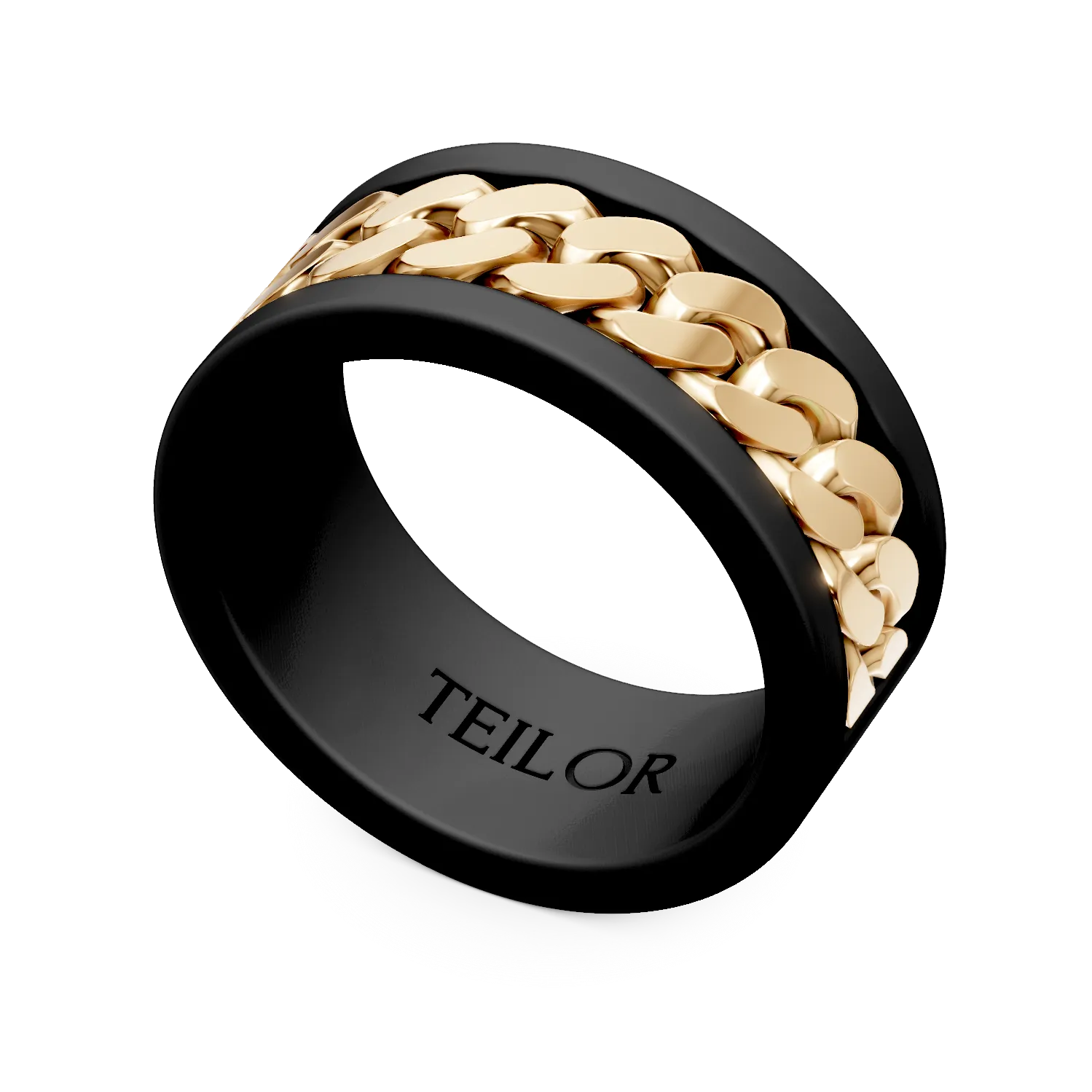 Inel semi eternity din aur galben si titan
