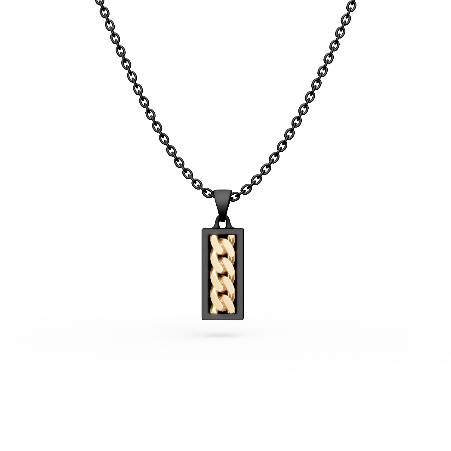 Titanium and yellow gold men's pendant necklace-195854