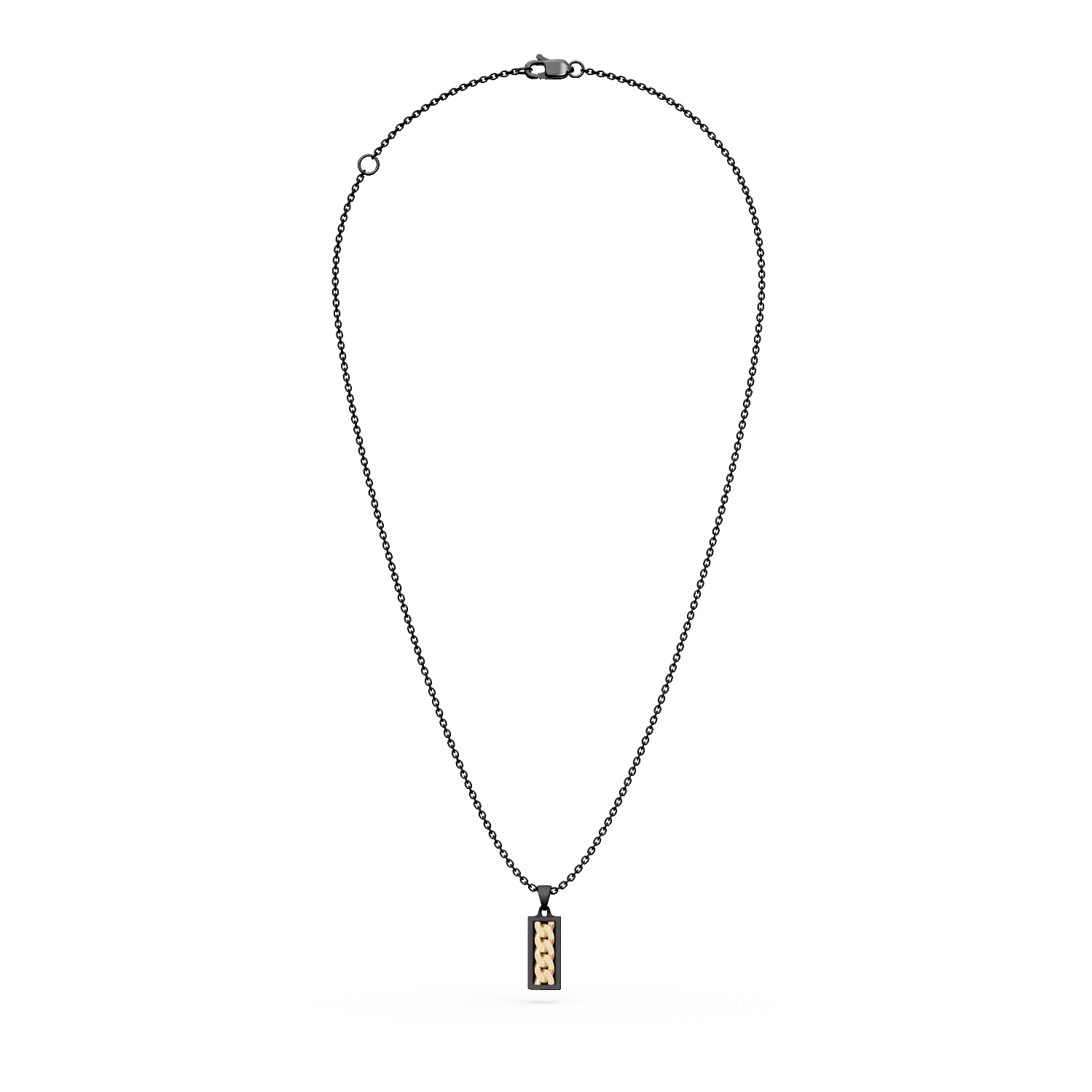 Titanium and yellow gold men's pendant necklace