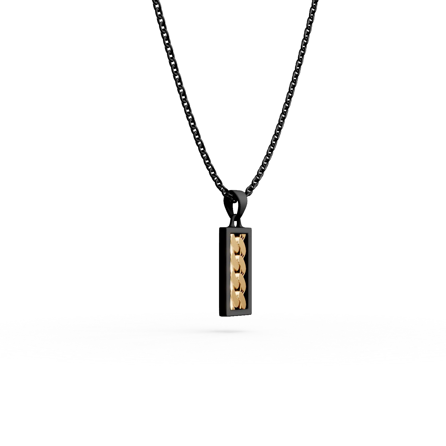 Titanium and yellow gold men's pendant necklace