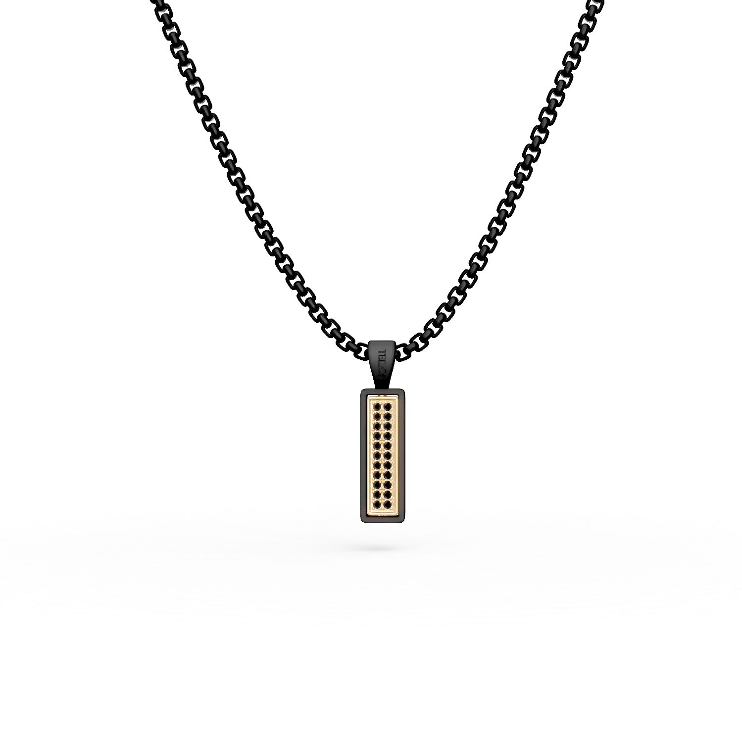 Lant cu pandantiv din titan si aur galben cu diamante negre de 0.1ct si lapis lazuli de 0.9ct pentru barbati