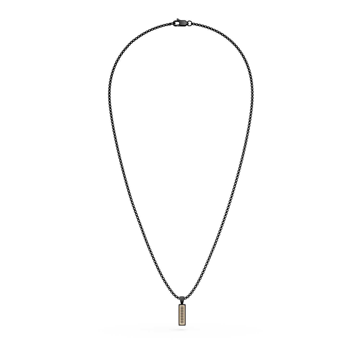 Lant cu pandantiv din titan si aur galben cu diamante negre de 0.1ct si lapis lazuli de 0.9ct pentru barbati
