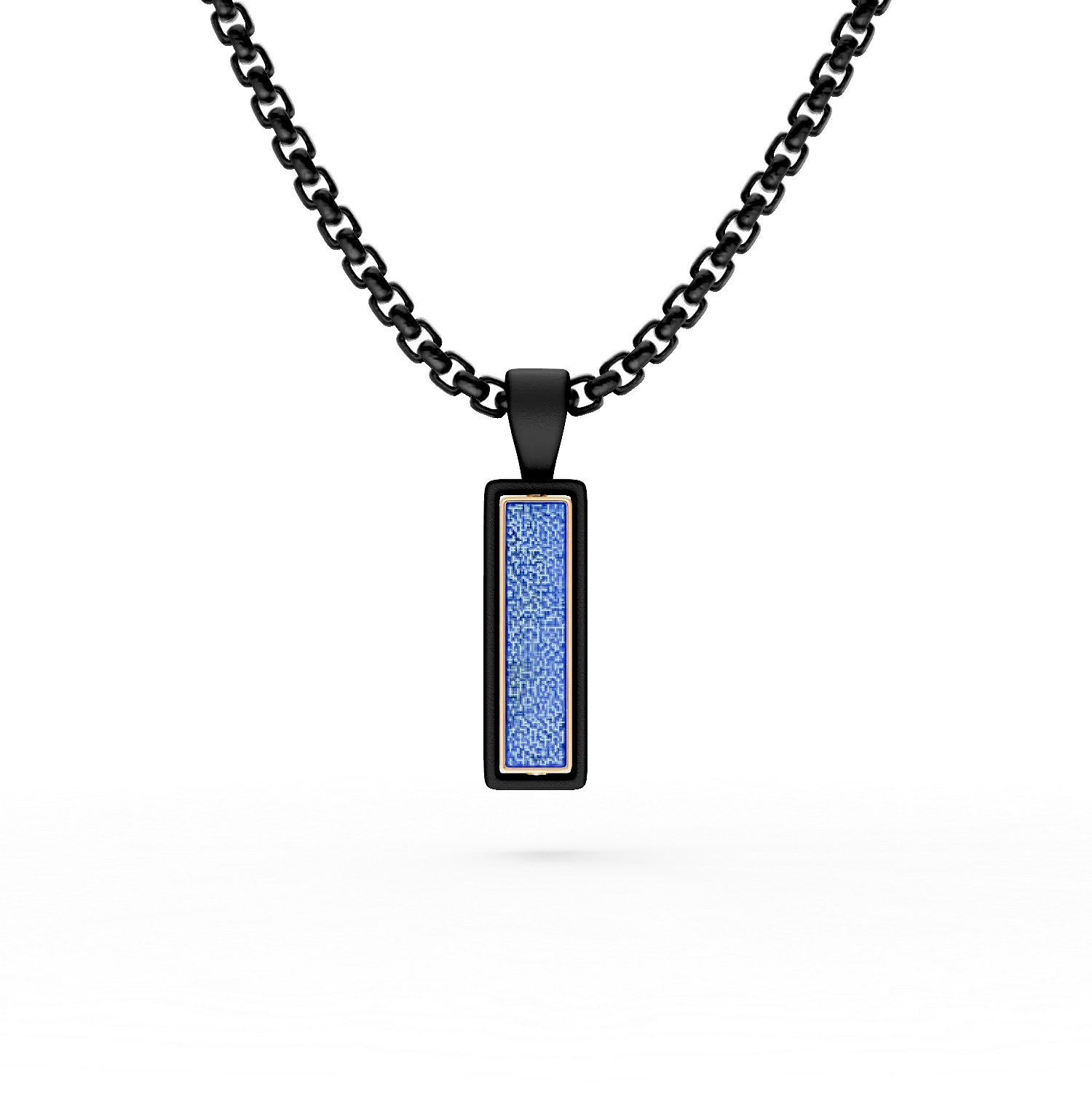 Lant cu pandantiv din titan si aur galben cu diamante negre de 0.1ct si lapis lazuli de 0.9ct pentru barbati