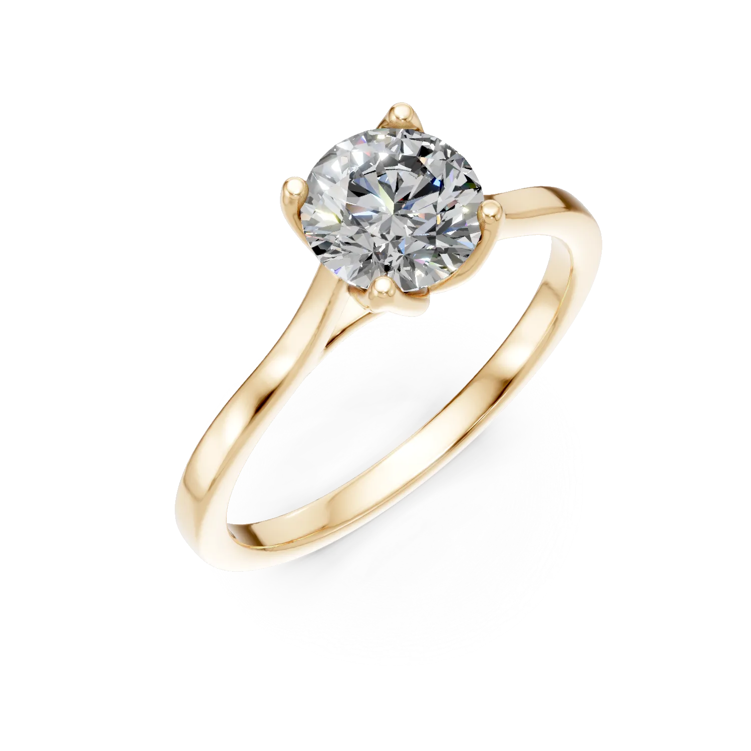 Yellow gold Lotus engagement ring with 1ct solitaire lab grown diamond