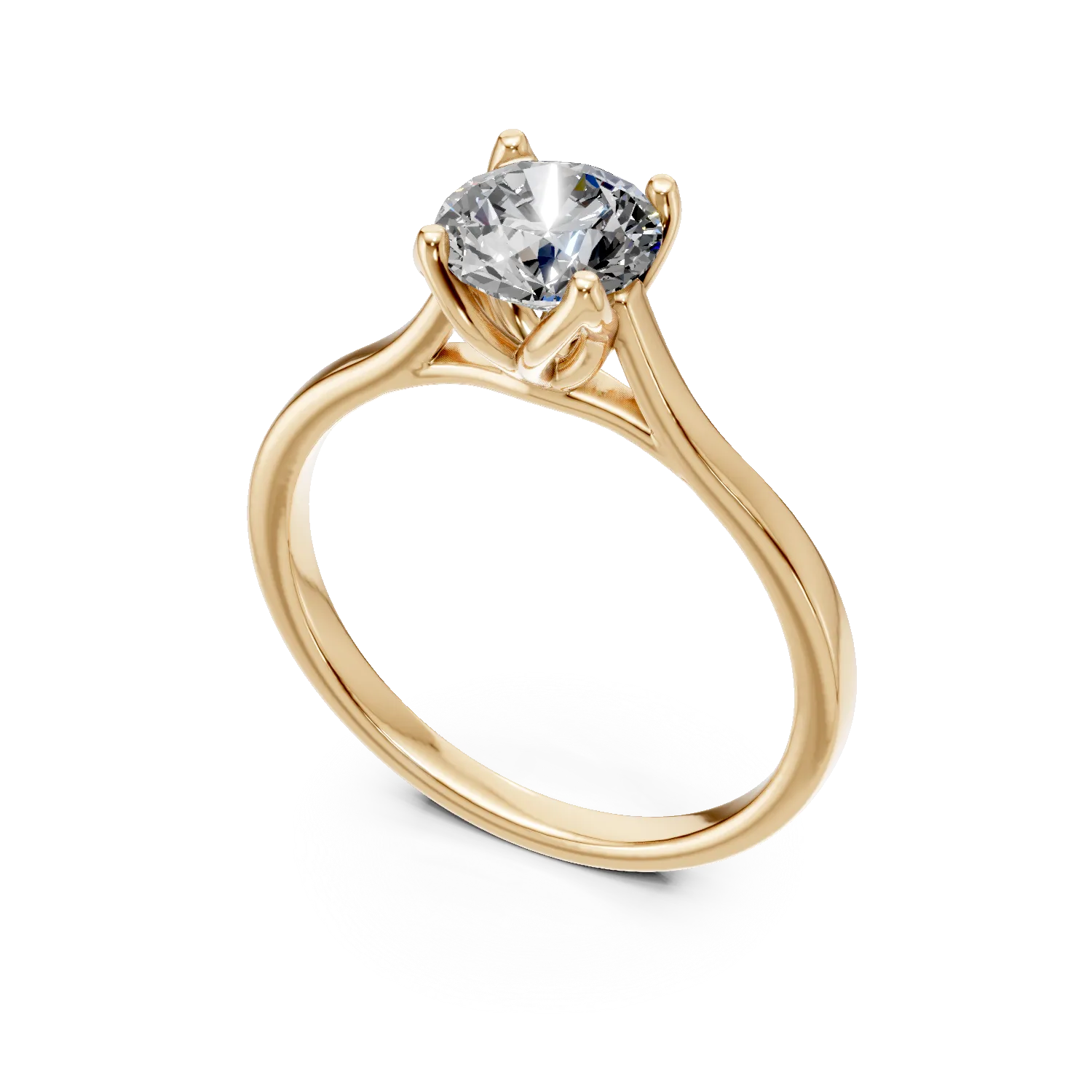 Yellow gold Lotus engagement ring with 1ct solitaire lab grown diamond