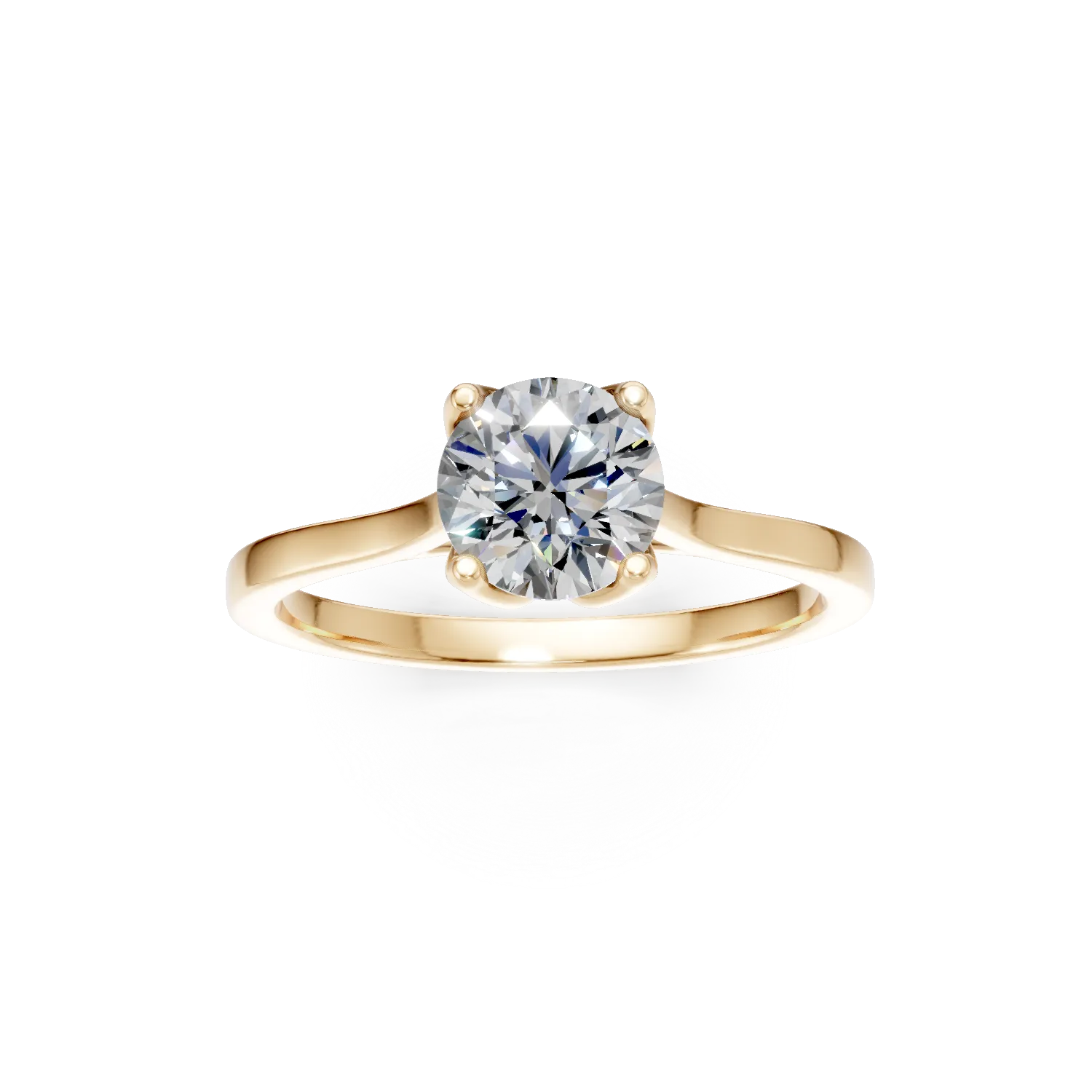Yellow gold Lotus engagement ring with 1ct solitaire lab grown diamond