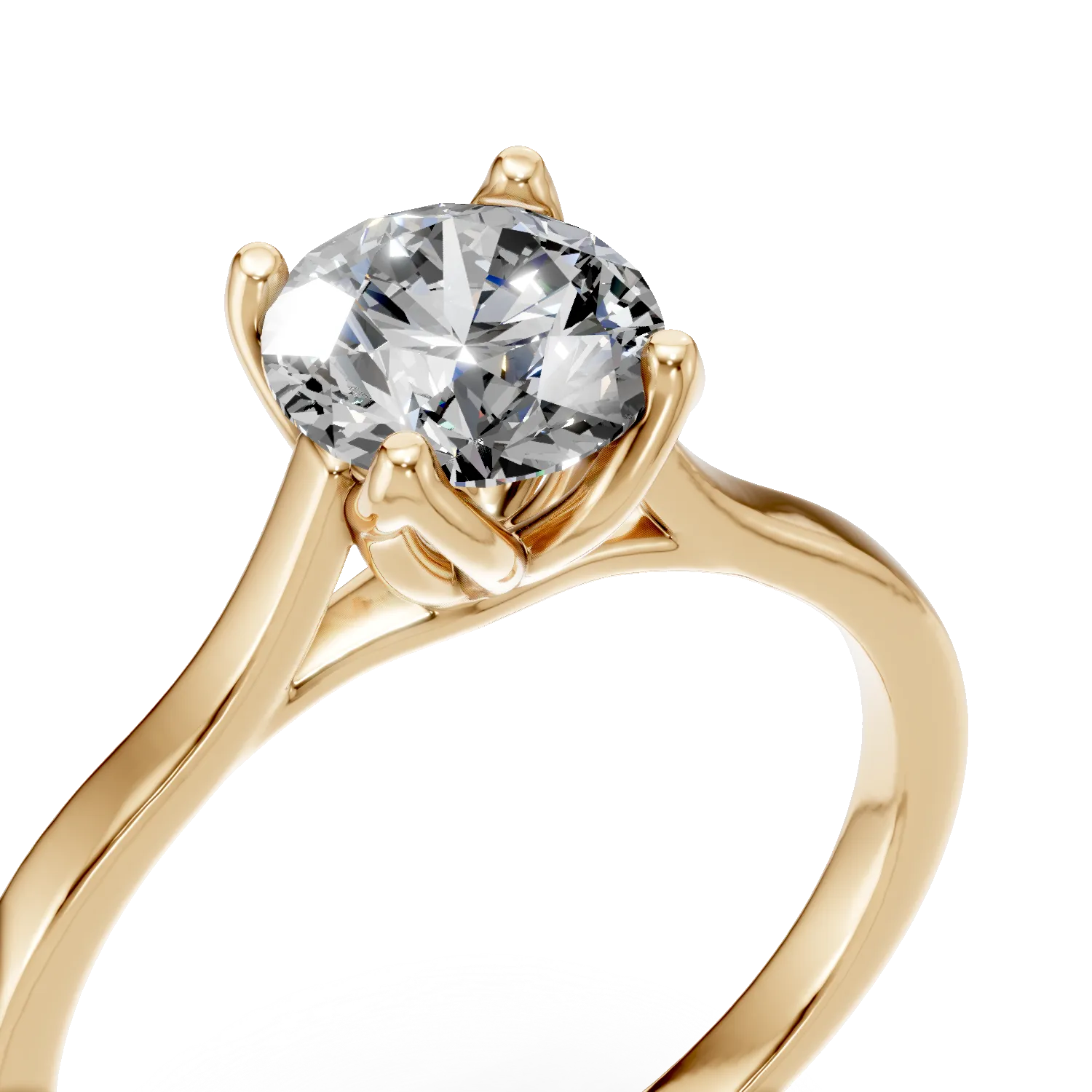 Yellow gold Lotus engagement ring with 1ct solitaire lab grown diamond