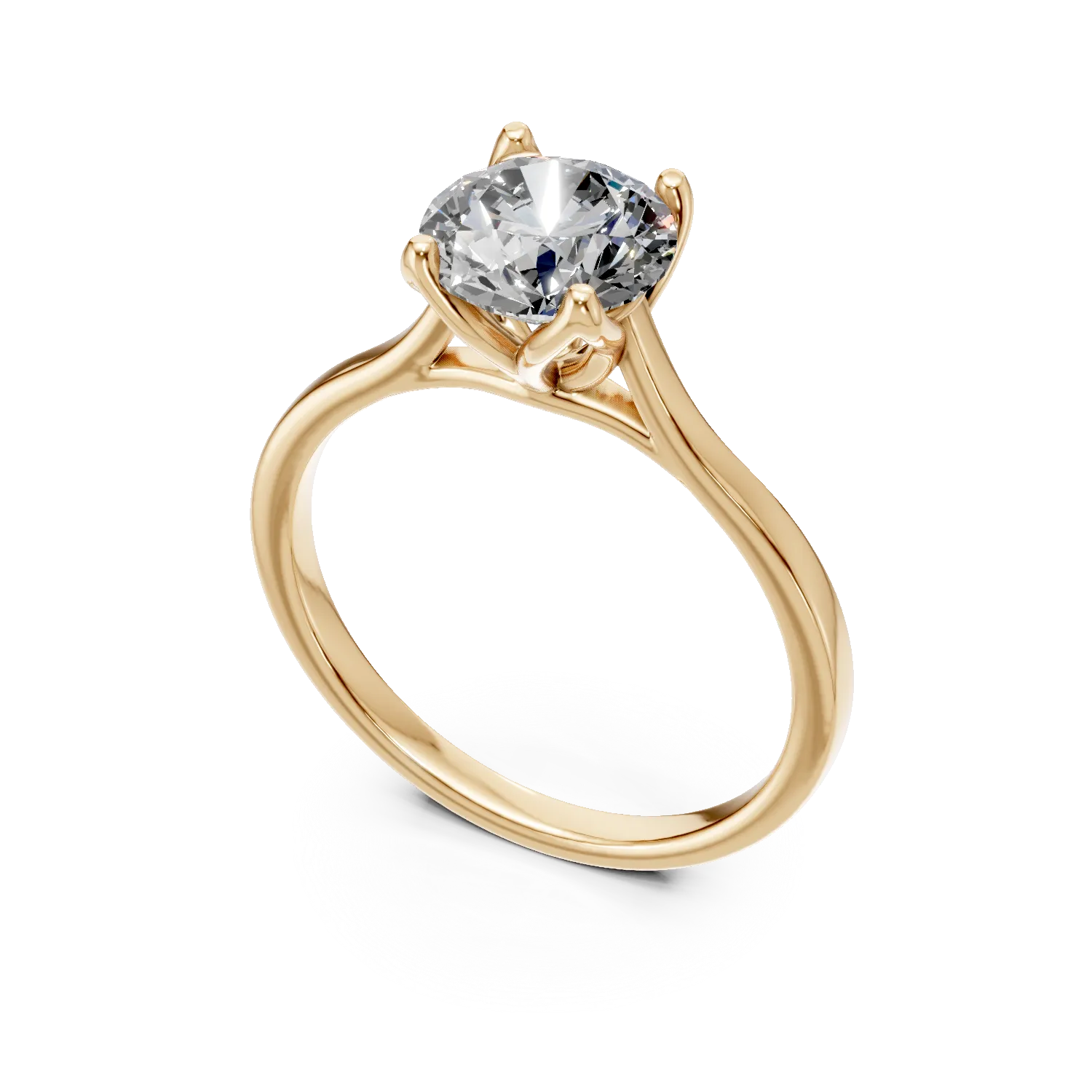 Yellow gold Lotus engagement ring with 1.5ct solitaire lab grown diamond