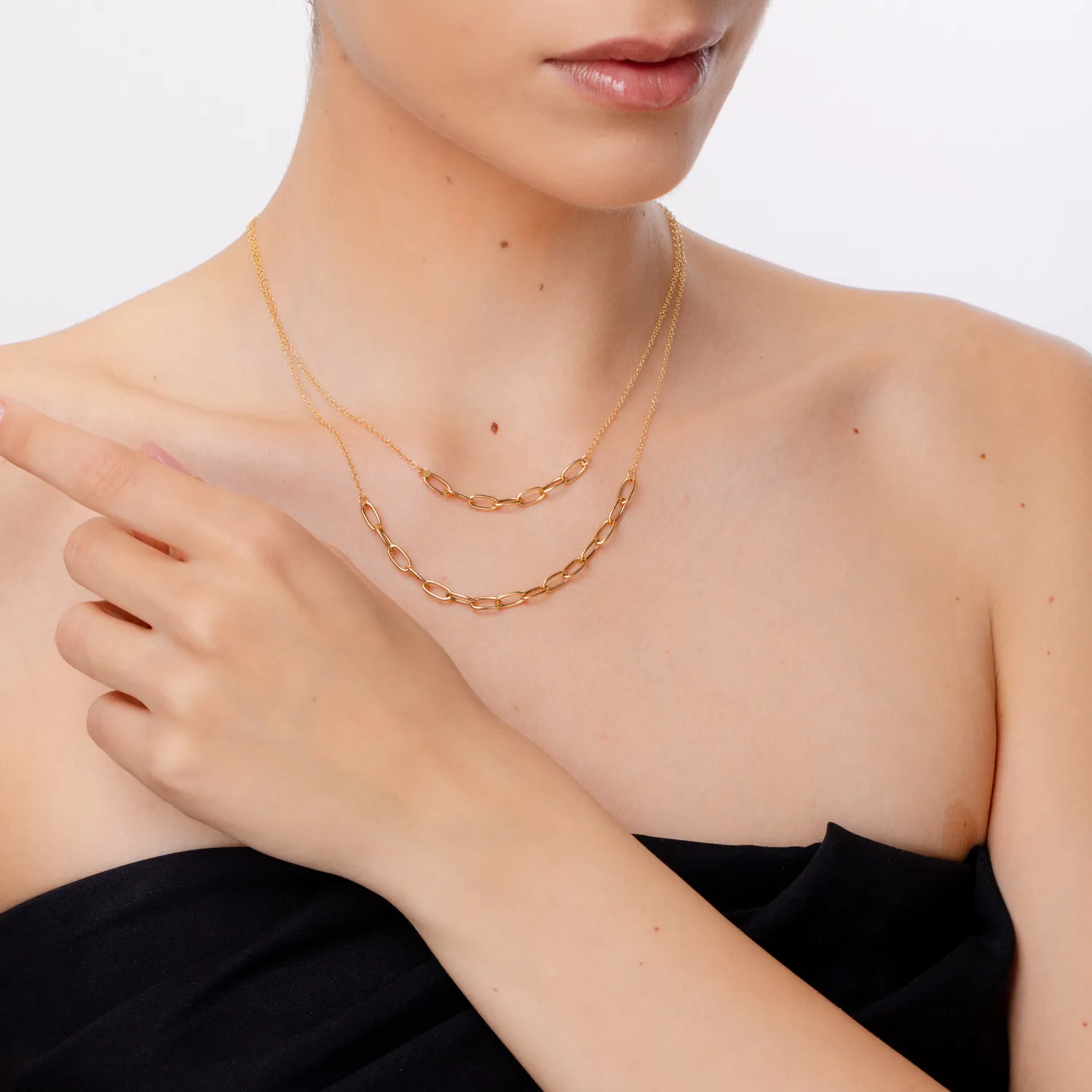 Yellow gold double chain