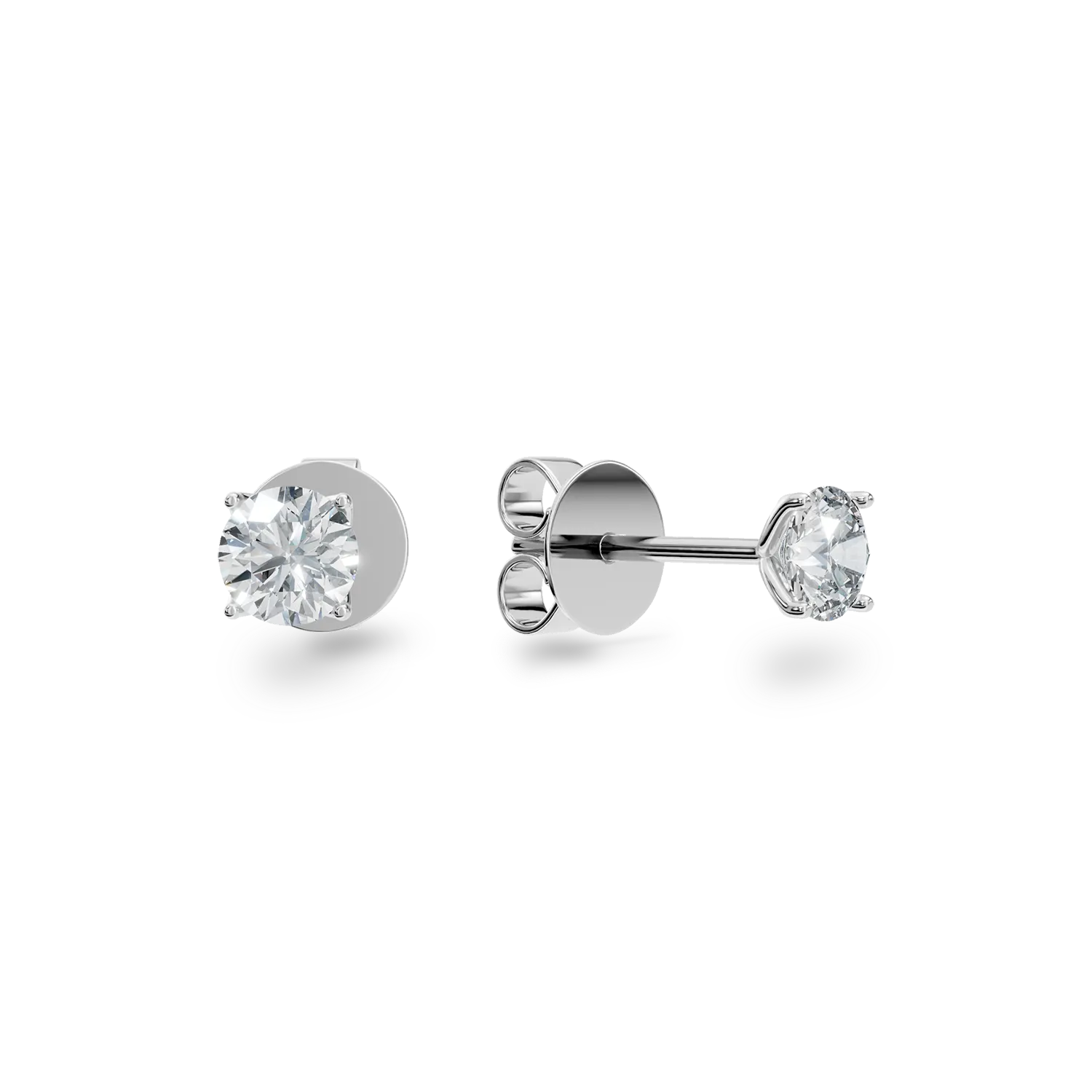 Cercei Lotus din aur alb cu diamante solitaire de 1.02ct create in laborator