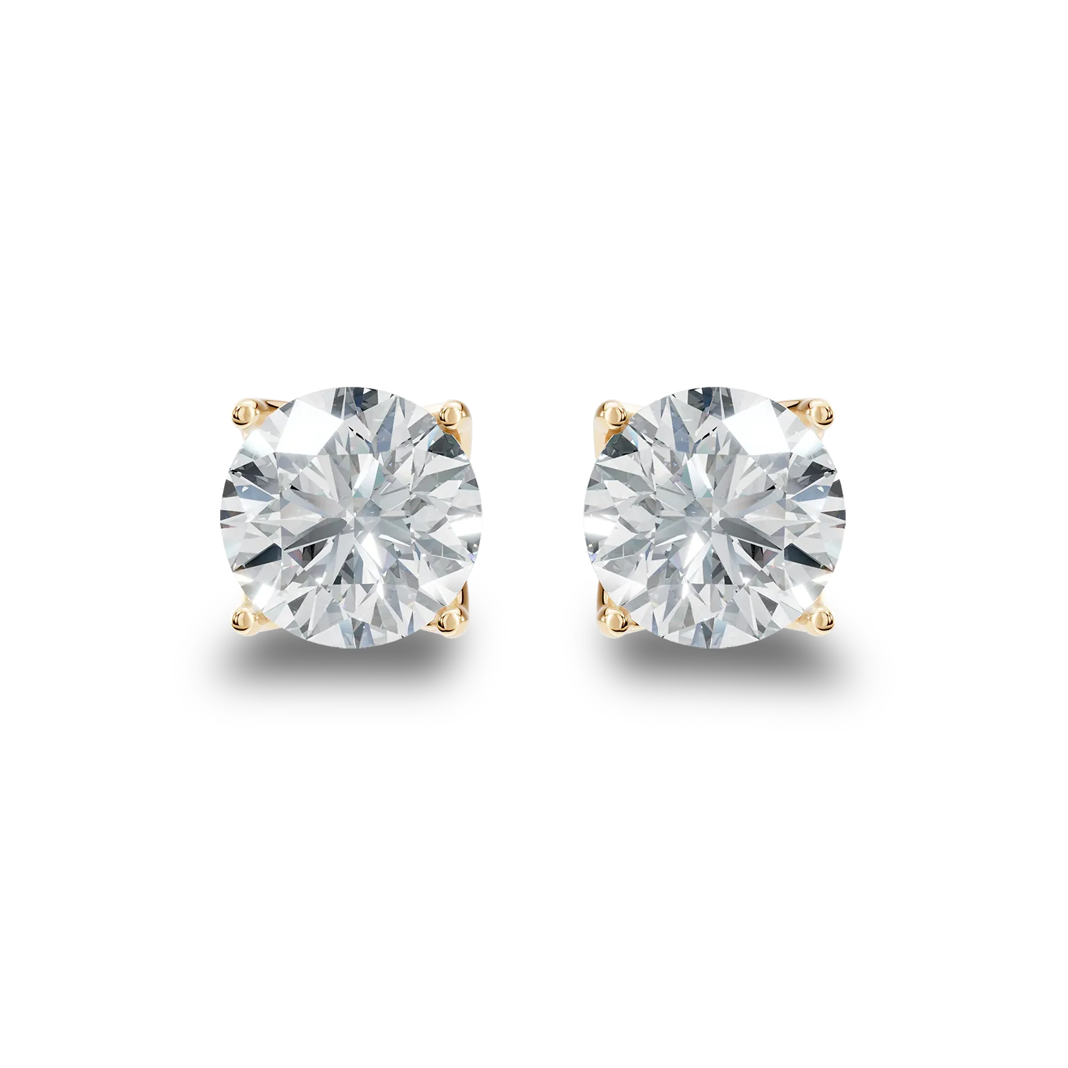 Cercei Lotus din aur galben cu diamante solitaire de 1.08ct create in laborator
