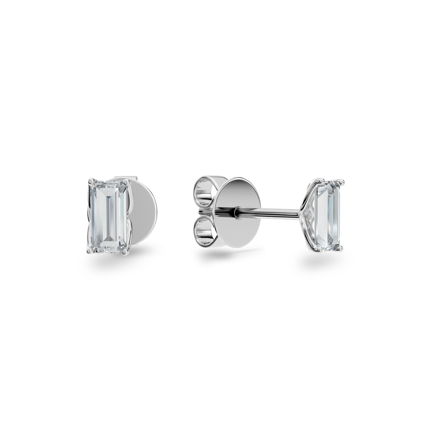 Cercei Lotus din aur alb cu diamante solitaire emerald de 1.04ct create in laborator