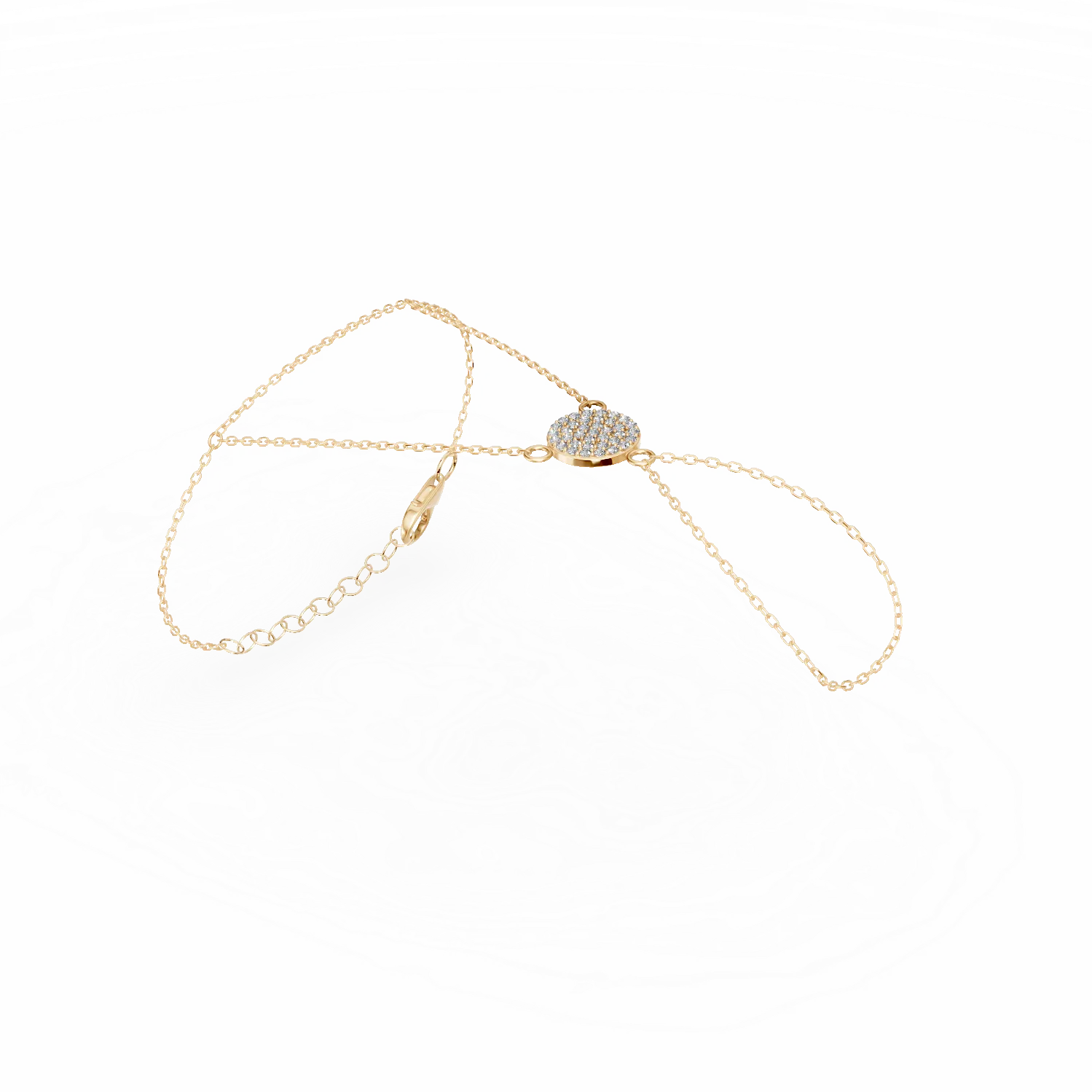 Bratara cu lant pe deget din aur galben cu zirconii