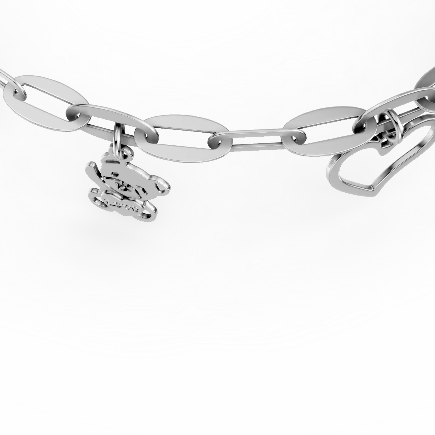 Bratara cu pandantive din aur alb si zirconii negre pentru copii