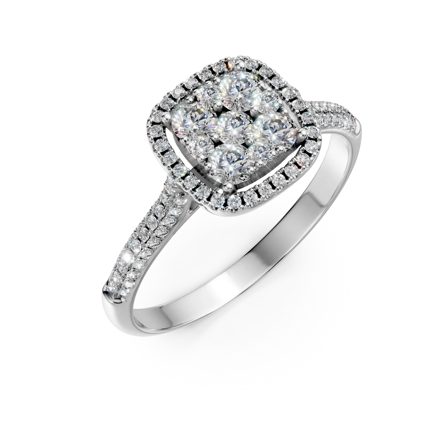 Inel de logodna din aur alb cu diamante microsetting de 0.6ct