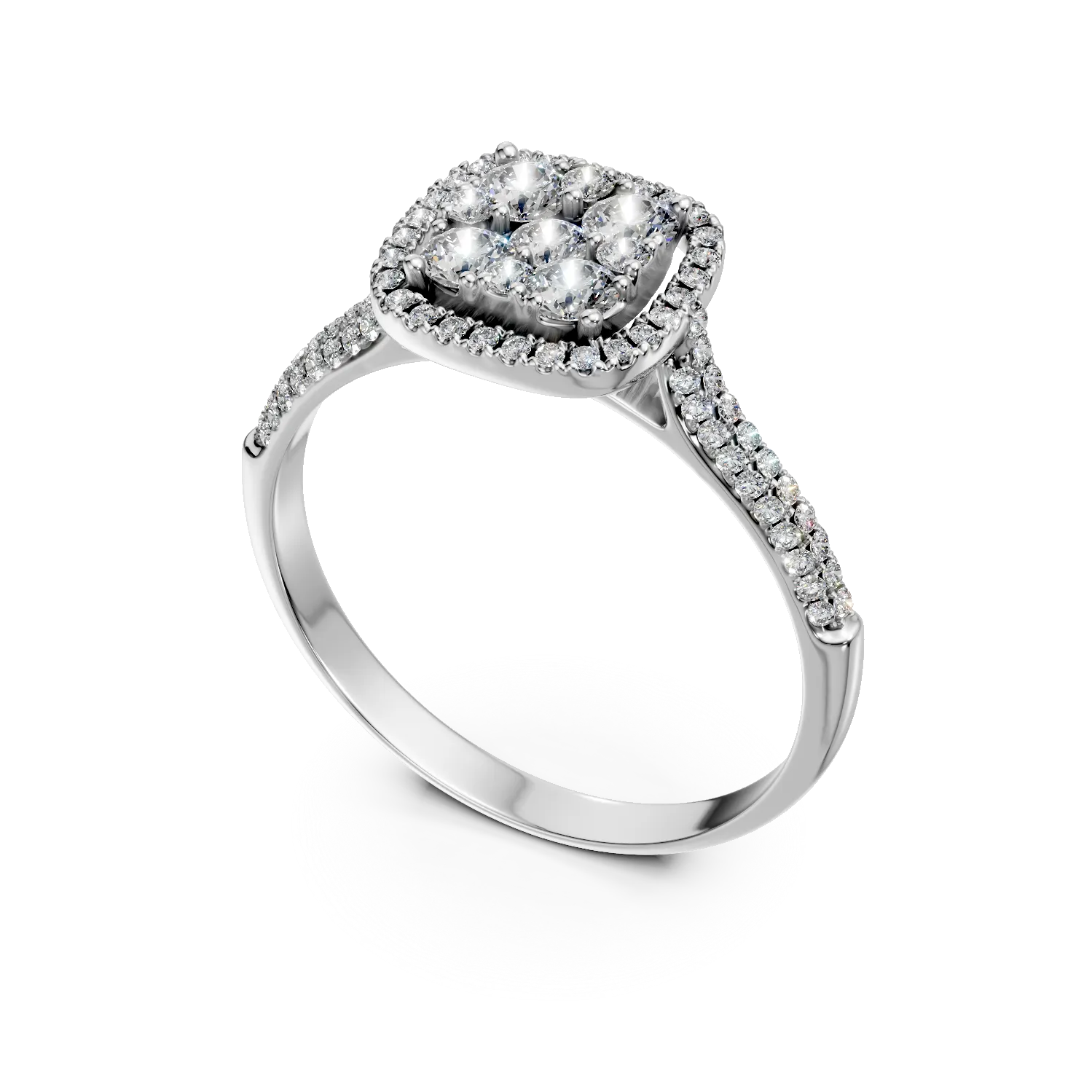 Inel de logodna din aur alb cu diamante microsetting de 0.6ct