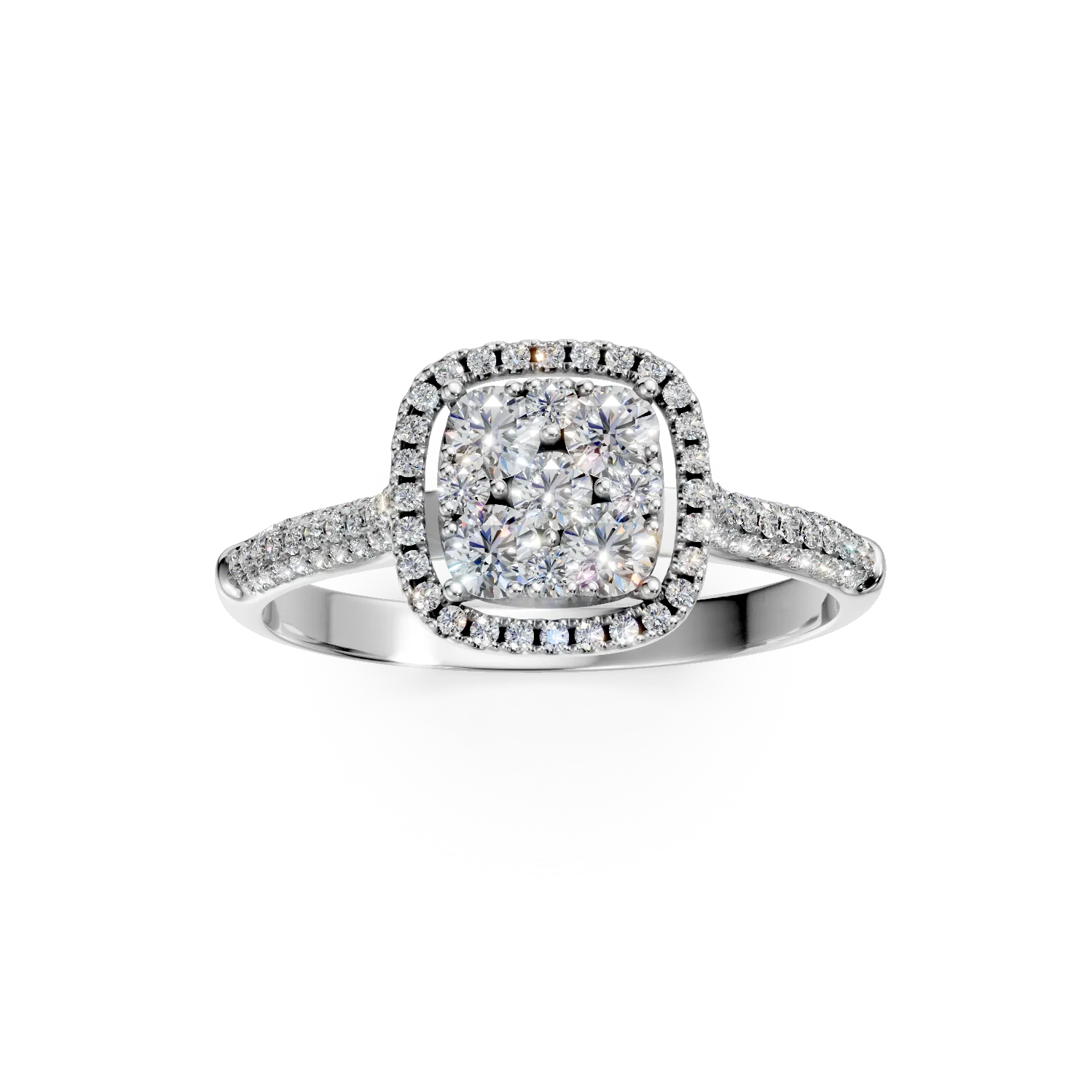 Inel de logodna din aur alb cu diamante microsetting de 0.6ct