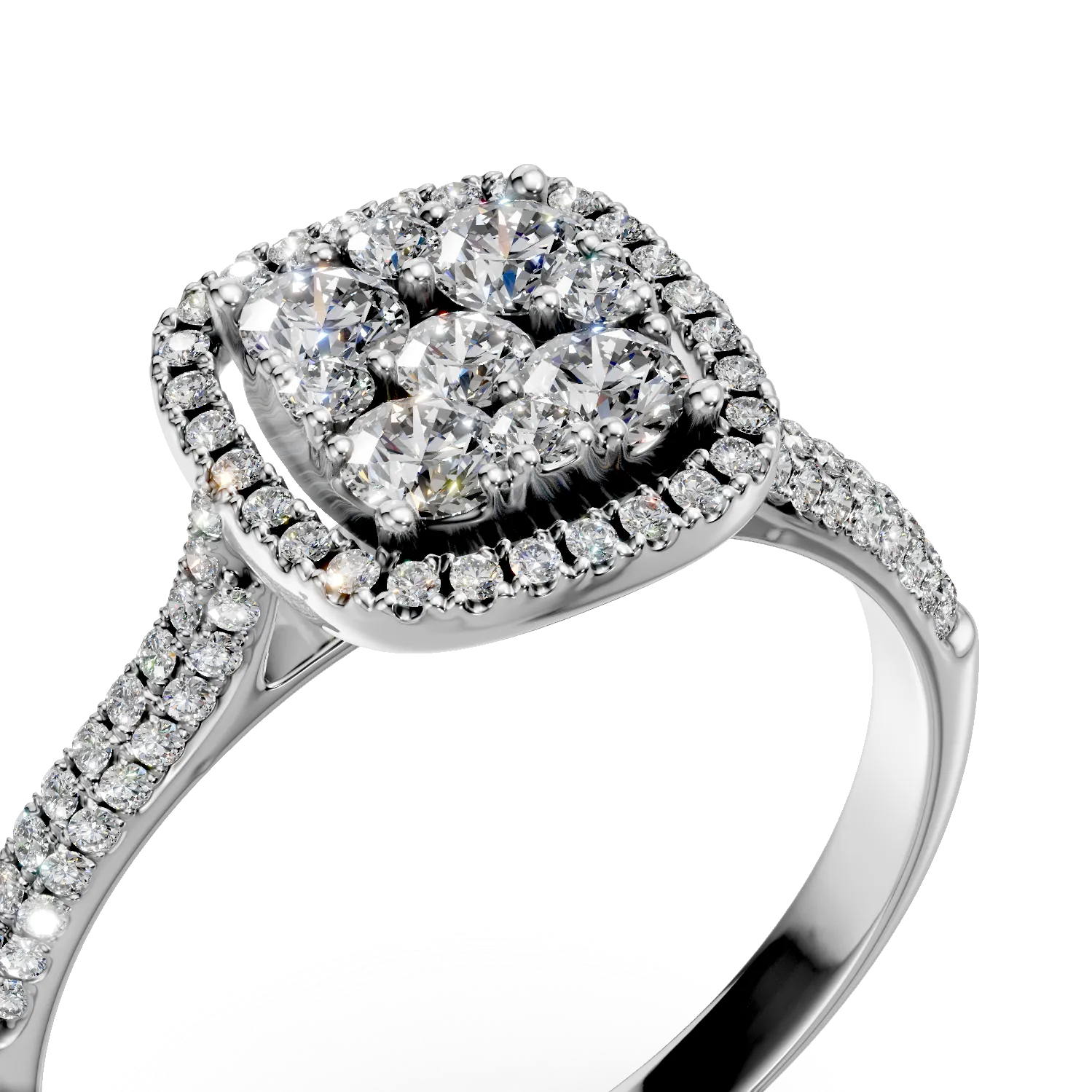 Inel de logodna din aur alb cu diamante microsetting de 0.6ct