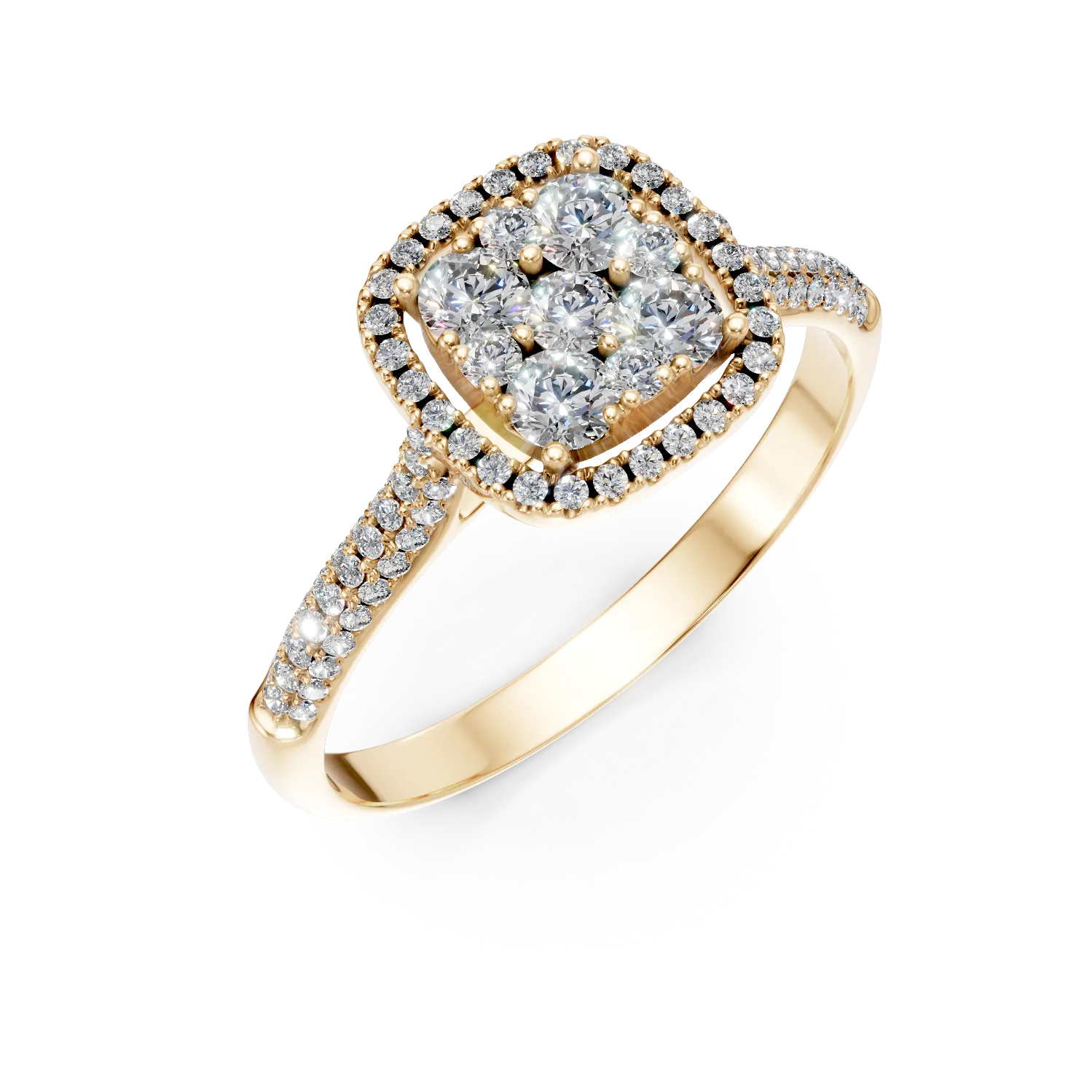 Inel de logodna din aur galben cu diamante microsetting de 0.6ct