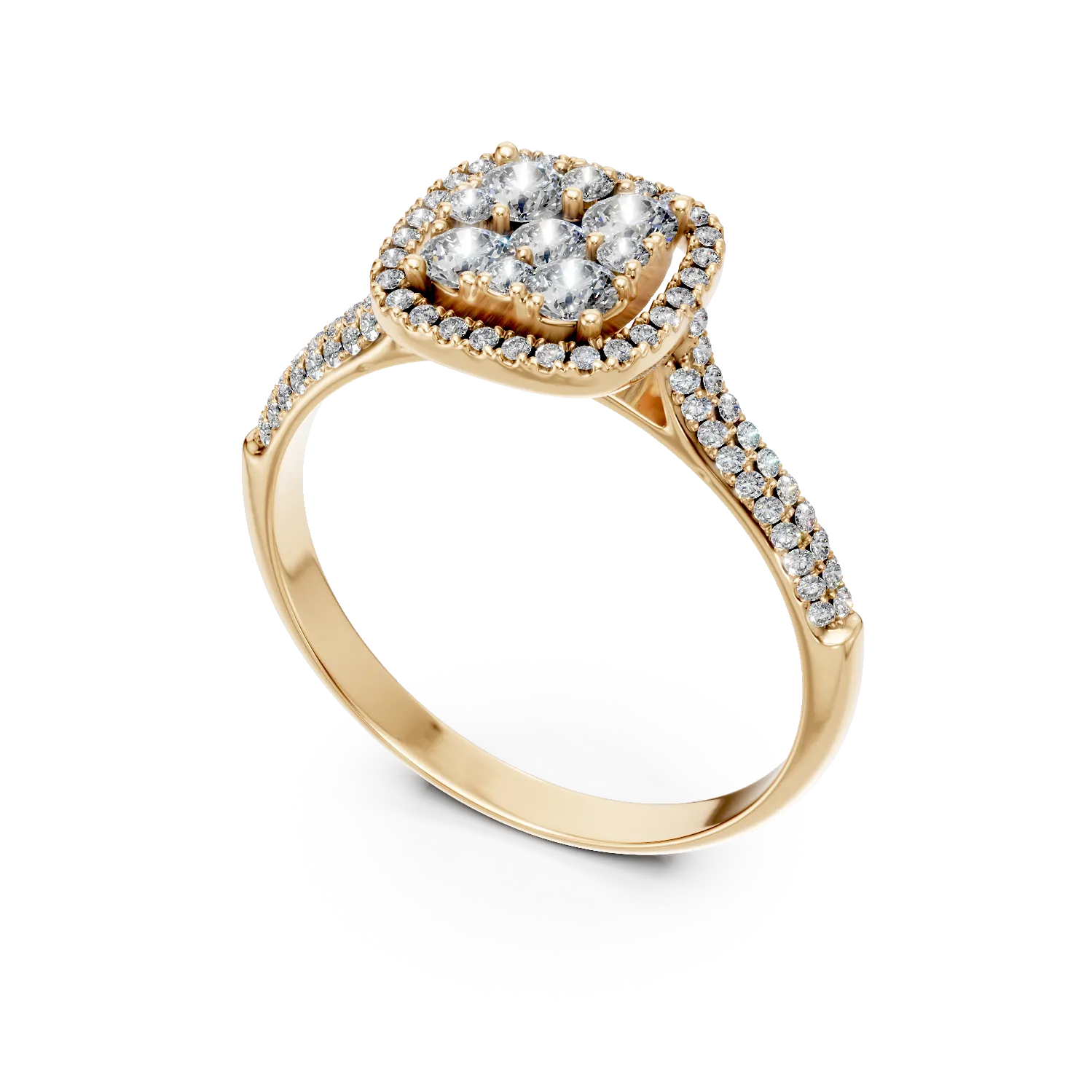 Inel de logodna din aur galben cu diamante microsetting de 0.6ct