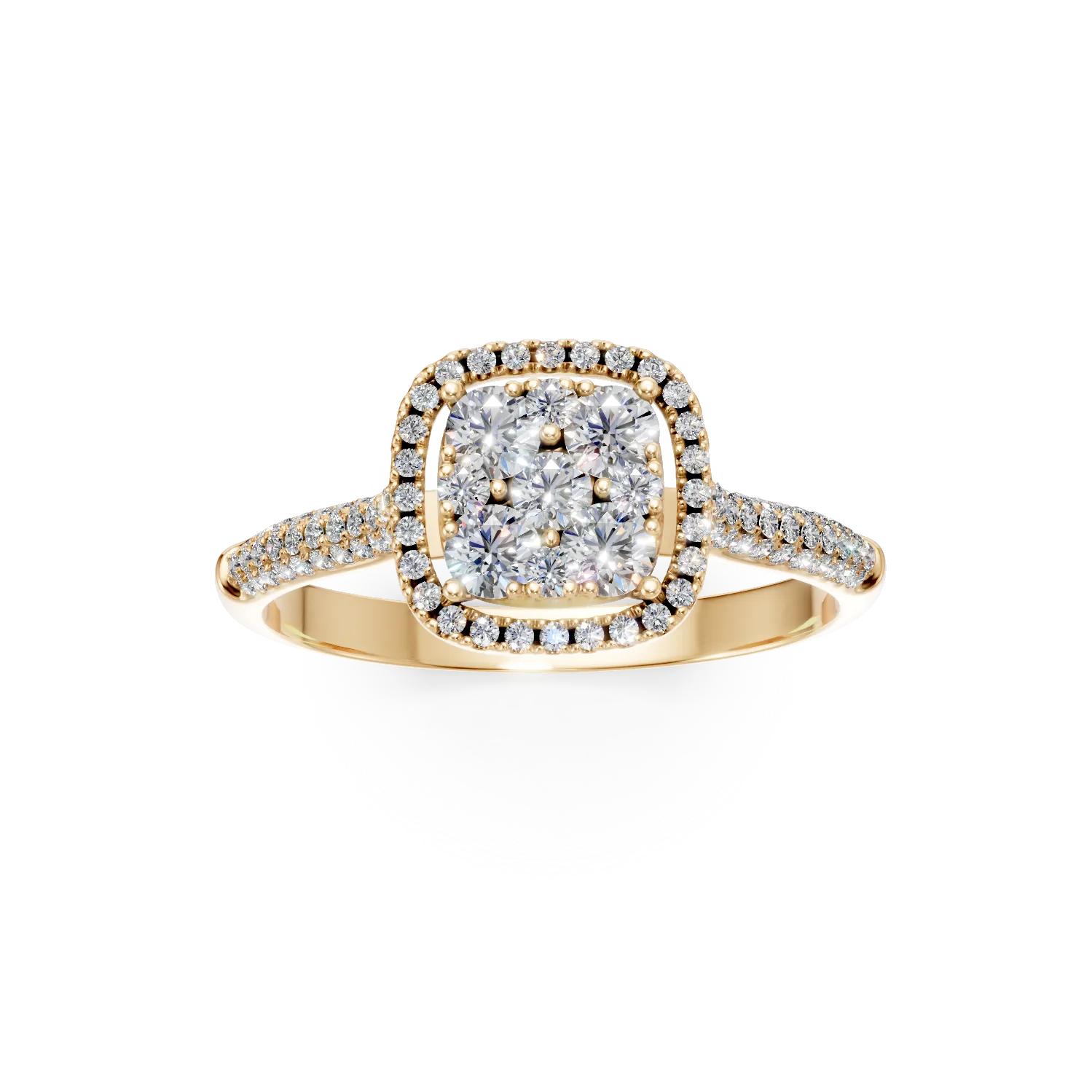 Inel de logodna din aur galben cu diamante microsetting de 0.6ct