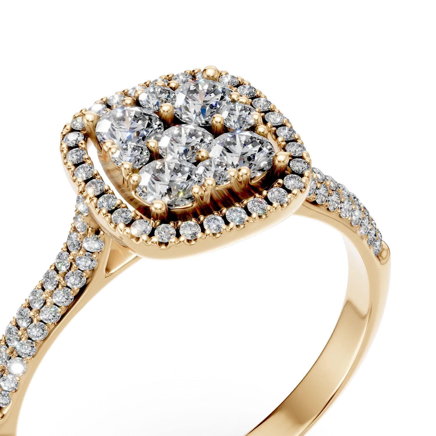 Inel de logodna din aur galben cu diamante microsetting de 0.6ct