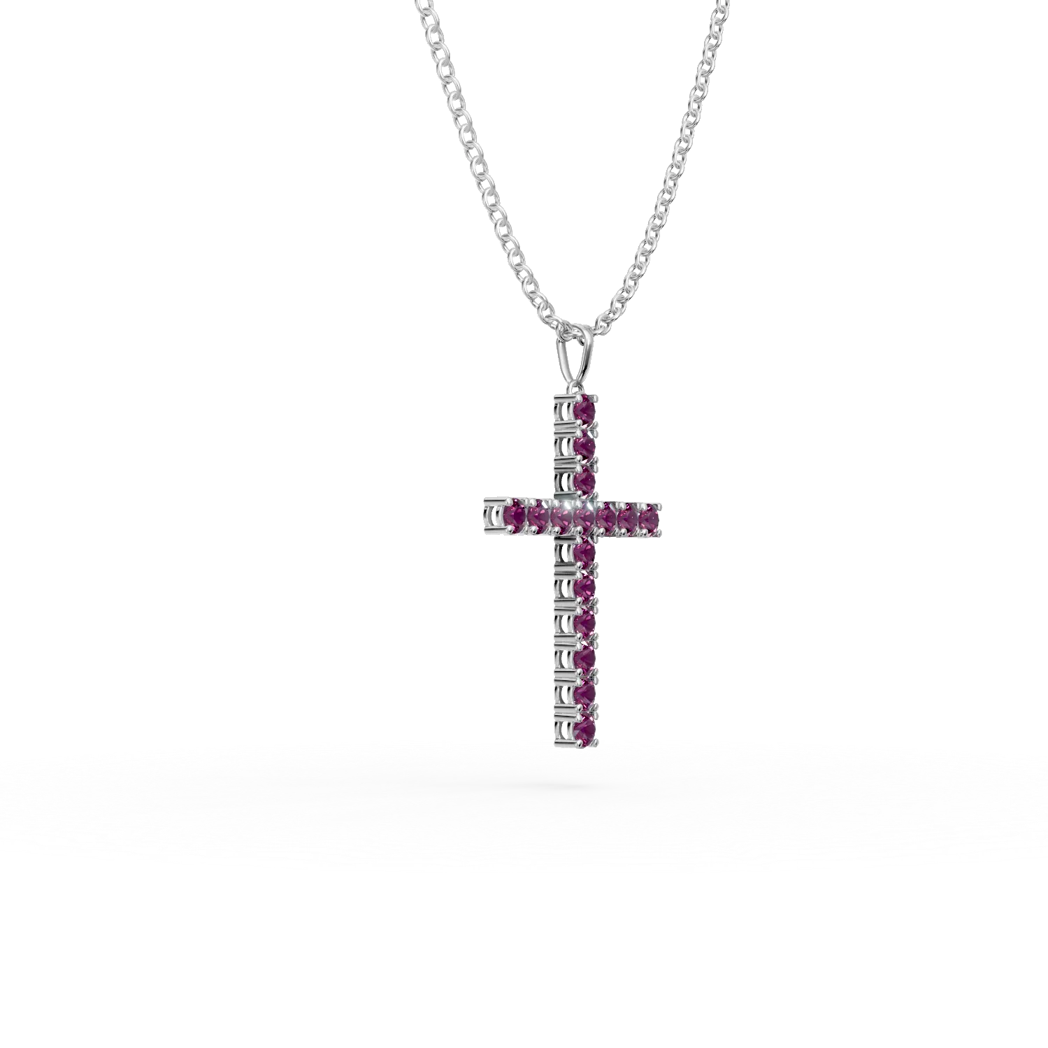 Fehérarany kereszt medálos nyaklánc 1.5ct rubinnal