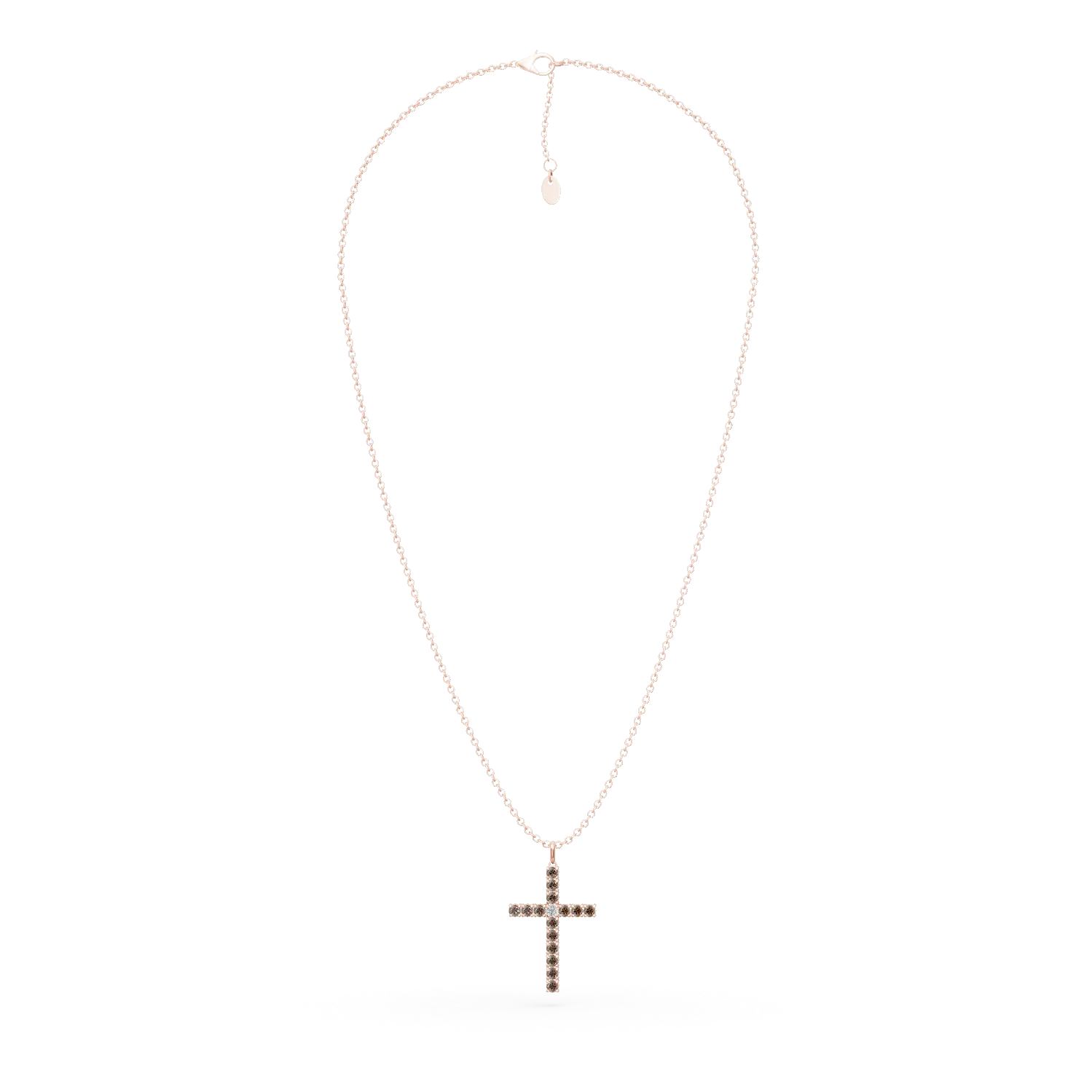 Rózsaarany kereszt medálos nyaklánc 1.2ct gyémánttal