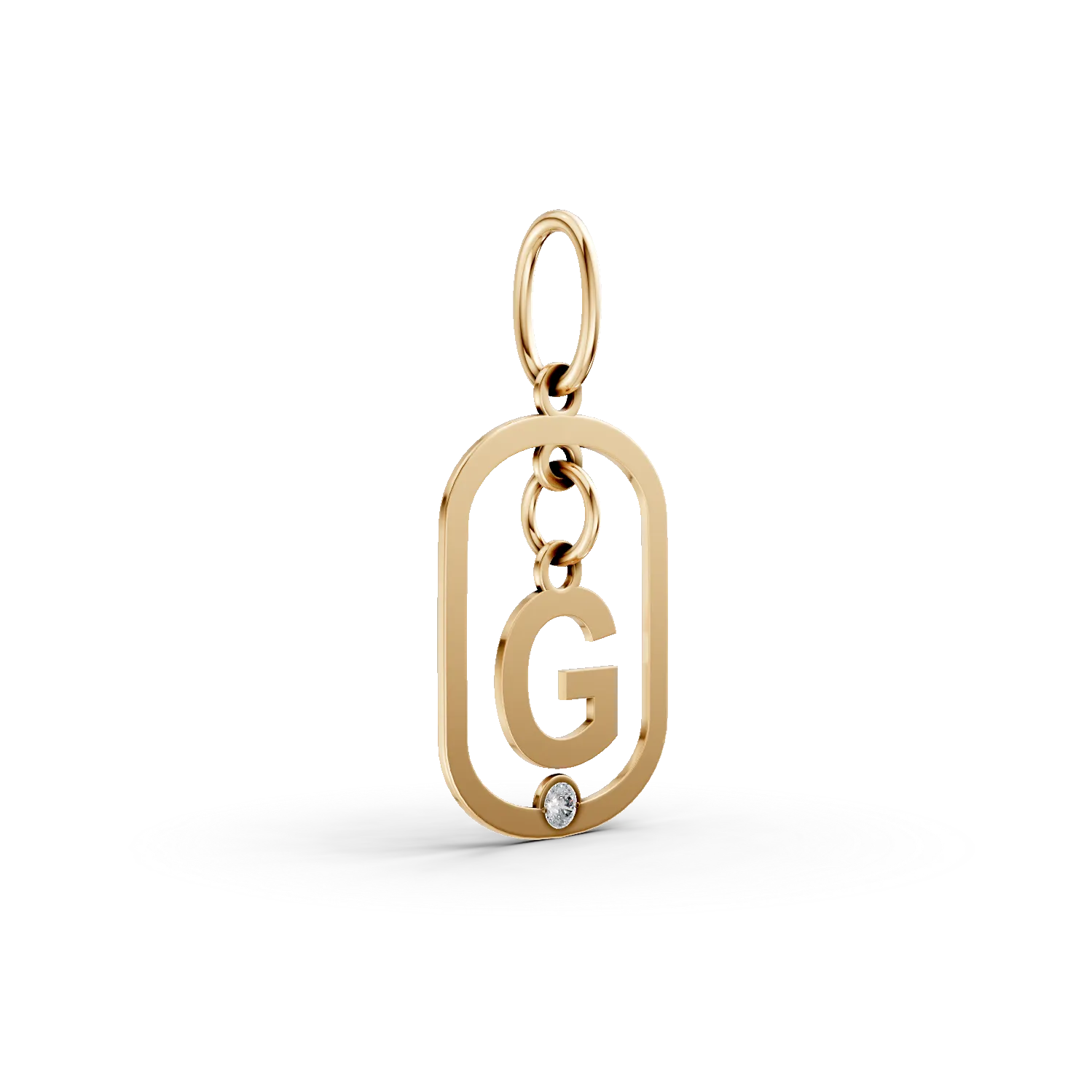 Висулка с буква G от жълто злато с диамант 0.005кт