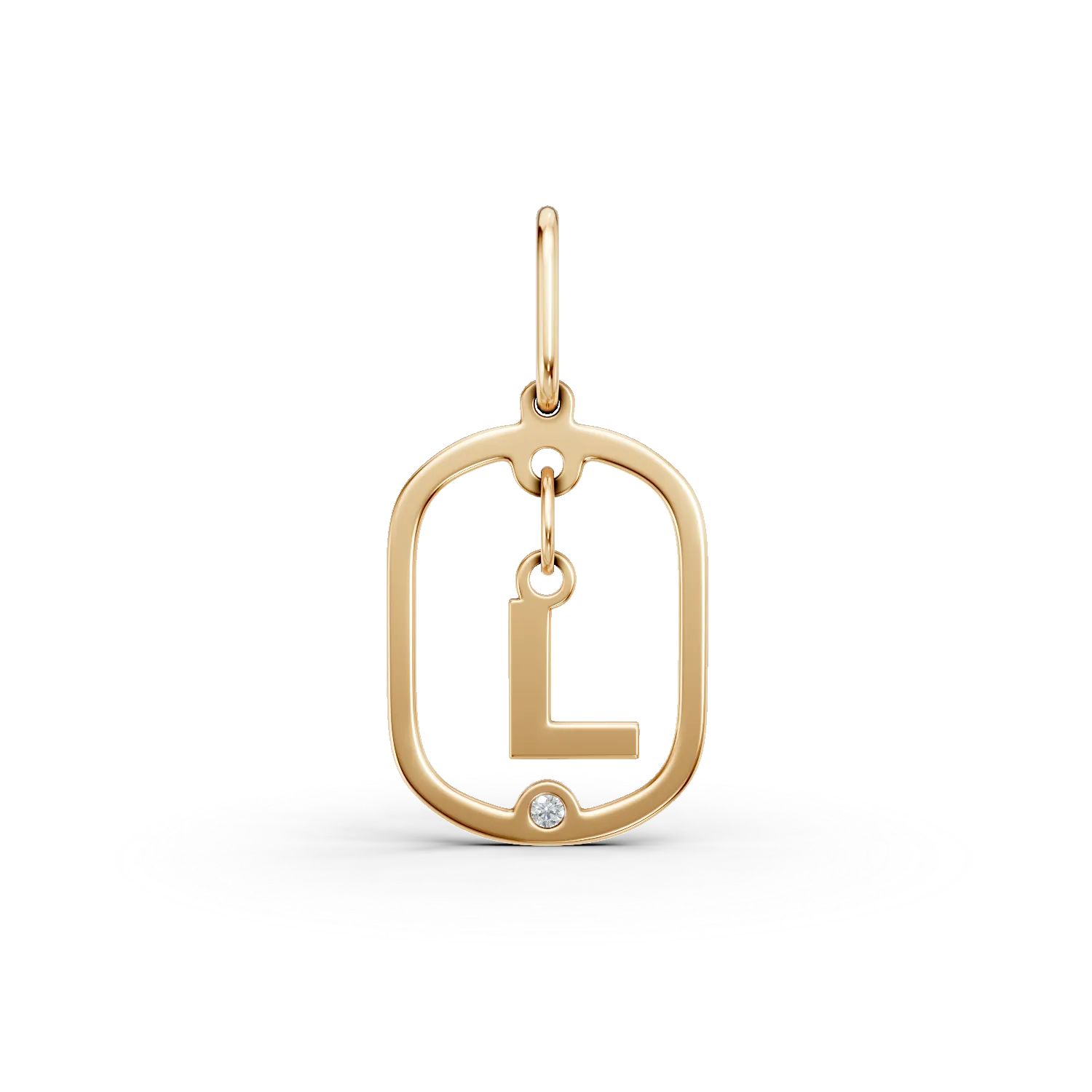 Pandantiv cu initiala L din aur galben cu diamant de 0.005