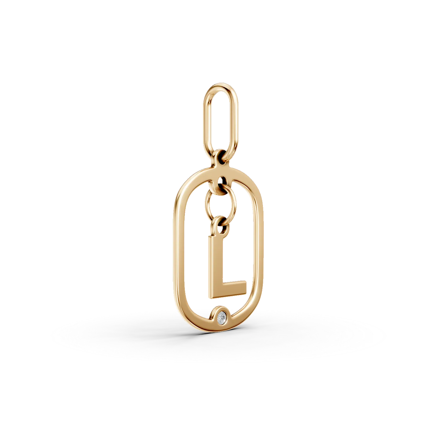 Pandantiv cu initiala L din aur galben cu diamant de 0.005