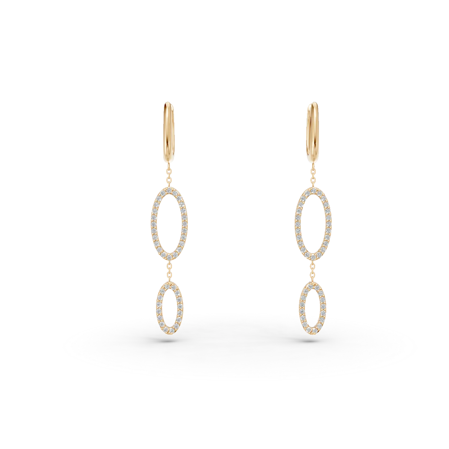 Cercei lungi din aur galben cu zirconii