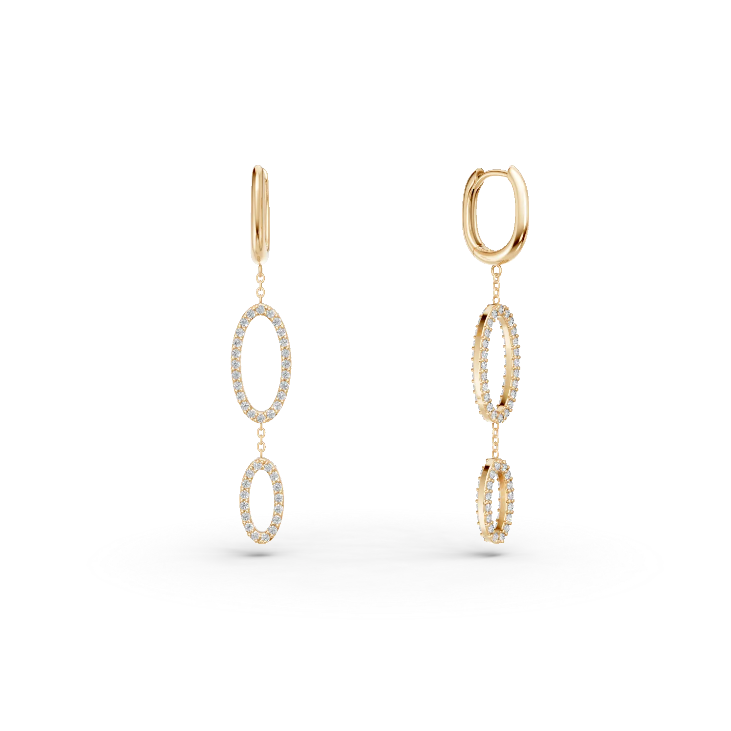 Cercei lungi din aur galben cu zirconii