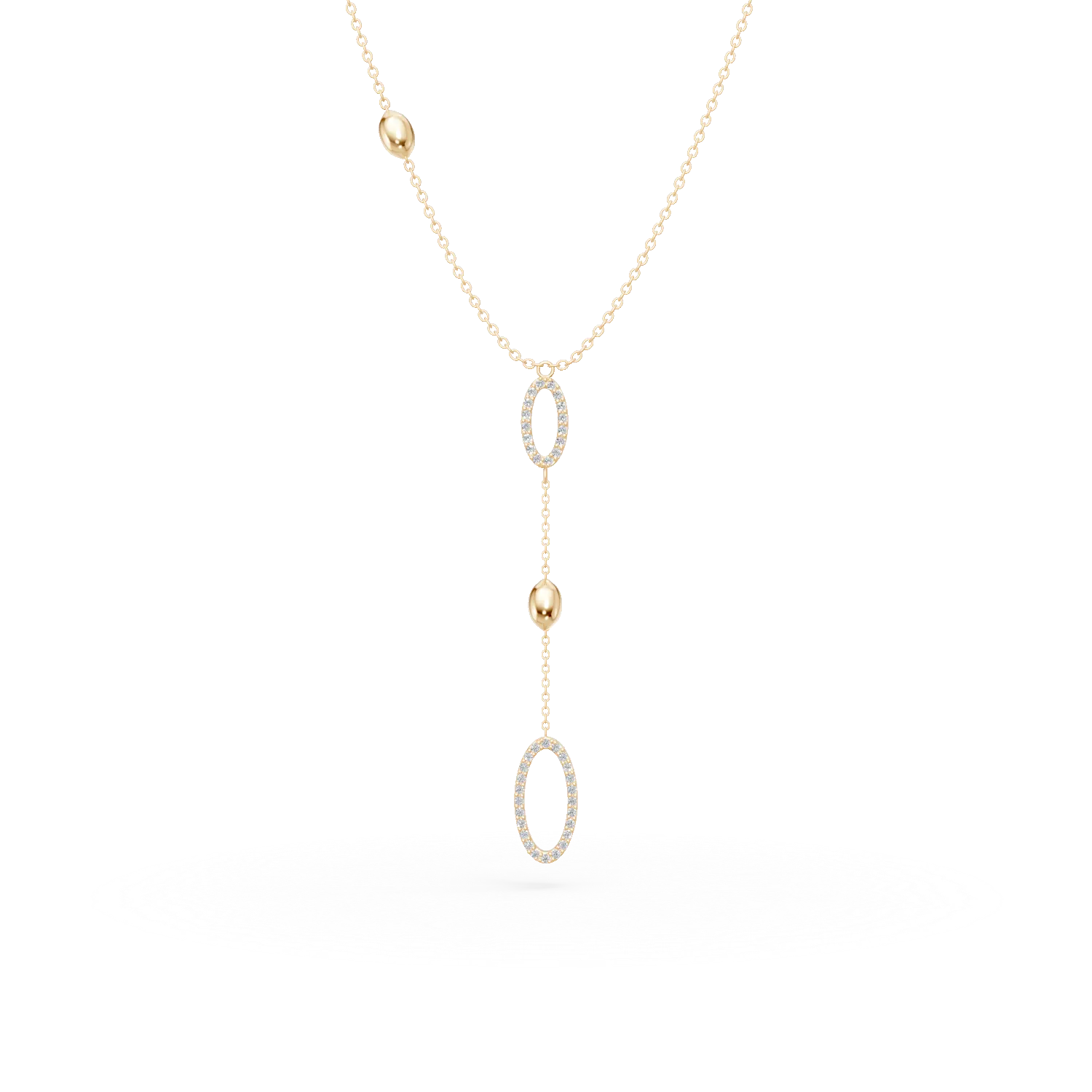 Lant cu pandantive geometrice din aur galben cu zirconii