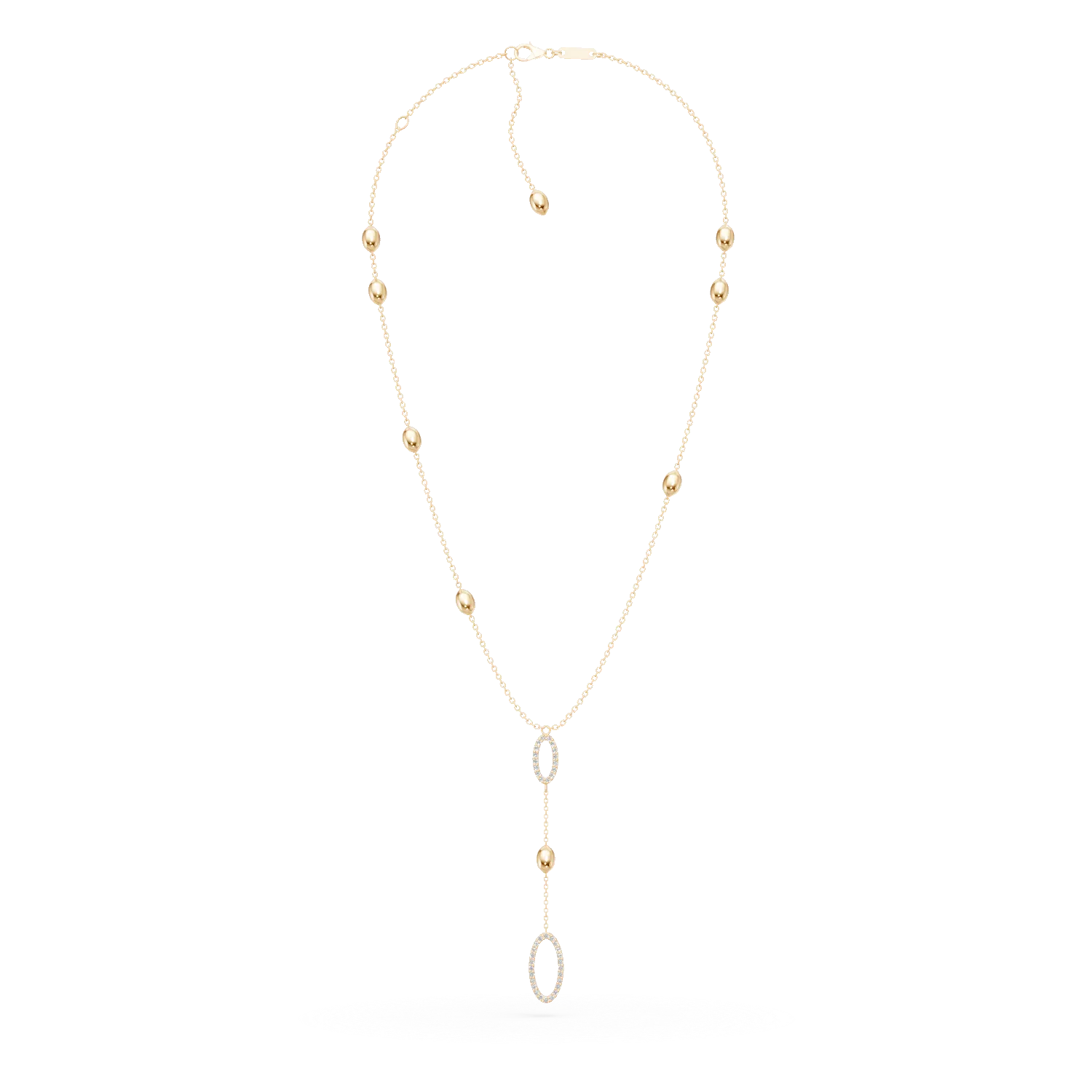 Lant cu pandantive geometrice din aur galben cu zirconii