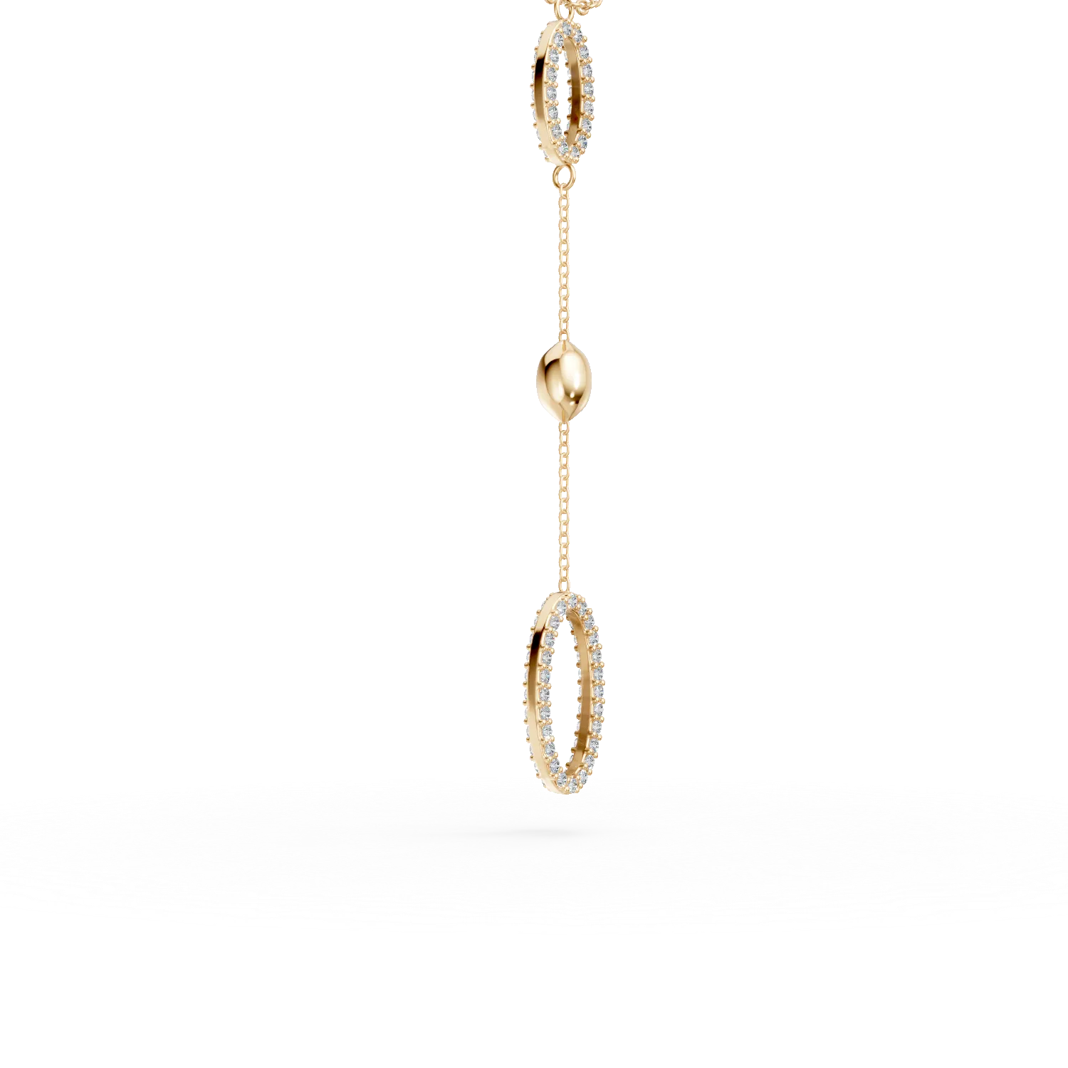 Lant cu pandantive geometrice din aur galben cu zirconii