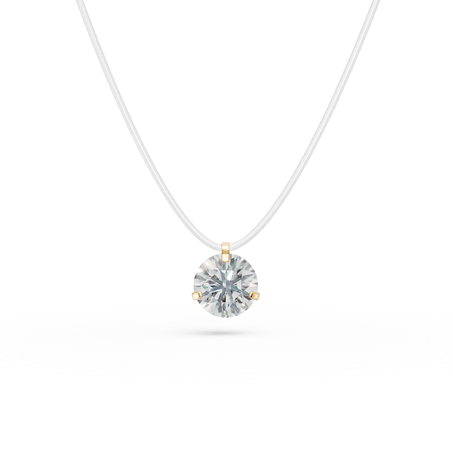 Lant fir transparent cu pandantiv din aur galben si zirconia