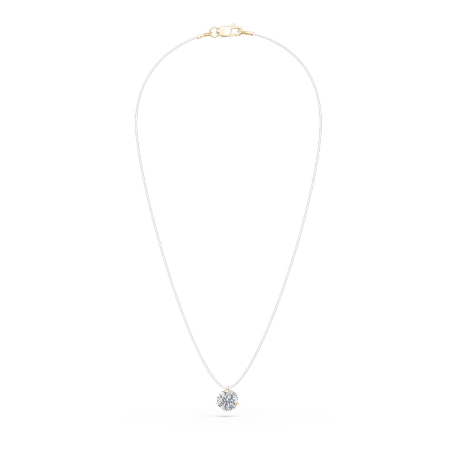 Lant fir transparent cu pandantiv din aur galben si zirconia