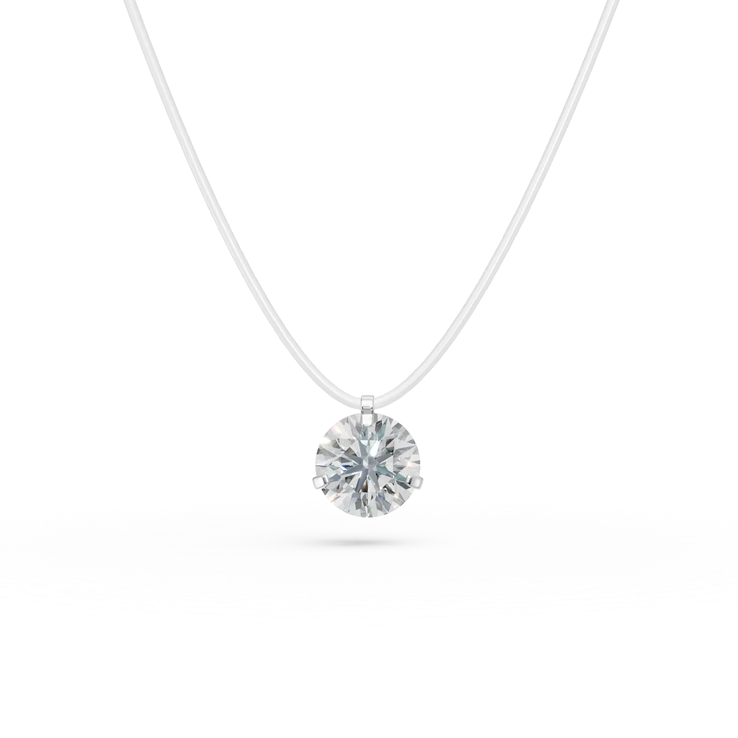 White gold clear wire necklace with zirconia pendant