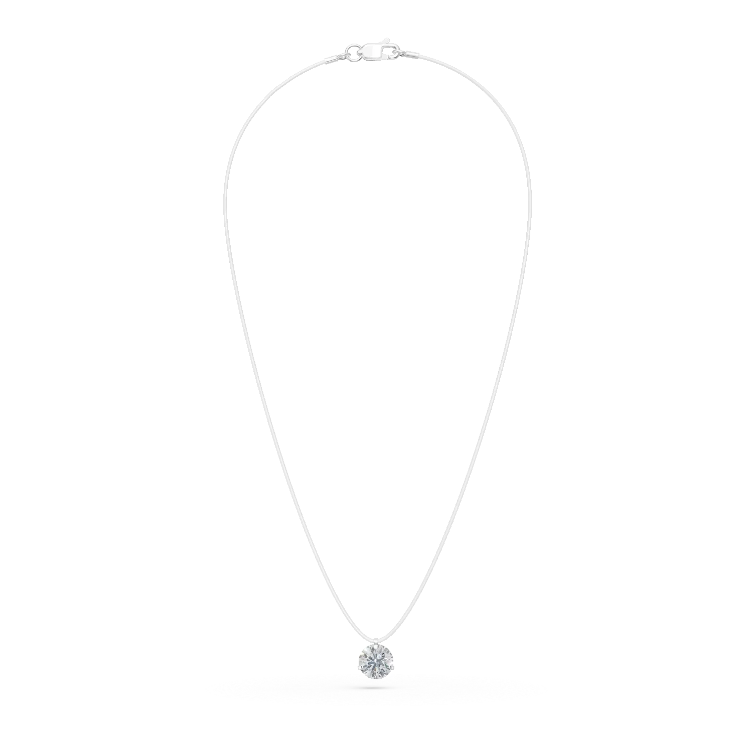 Lant fir transparent cu pandantiv din aur alb si zirconia