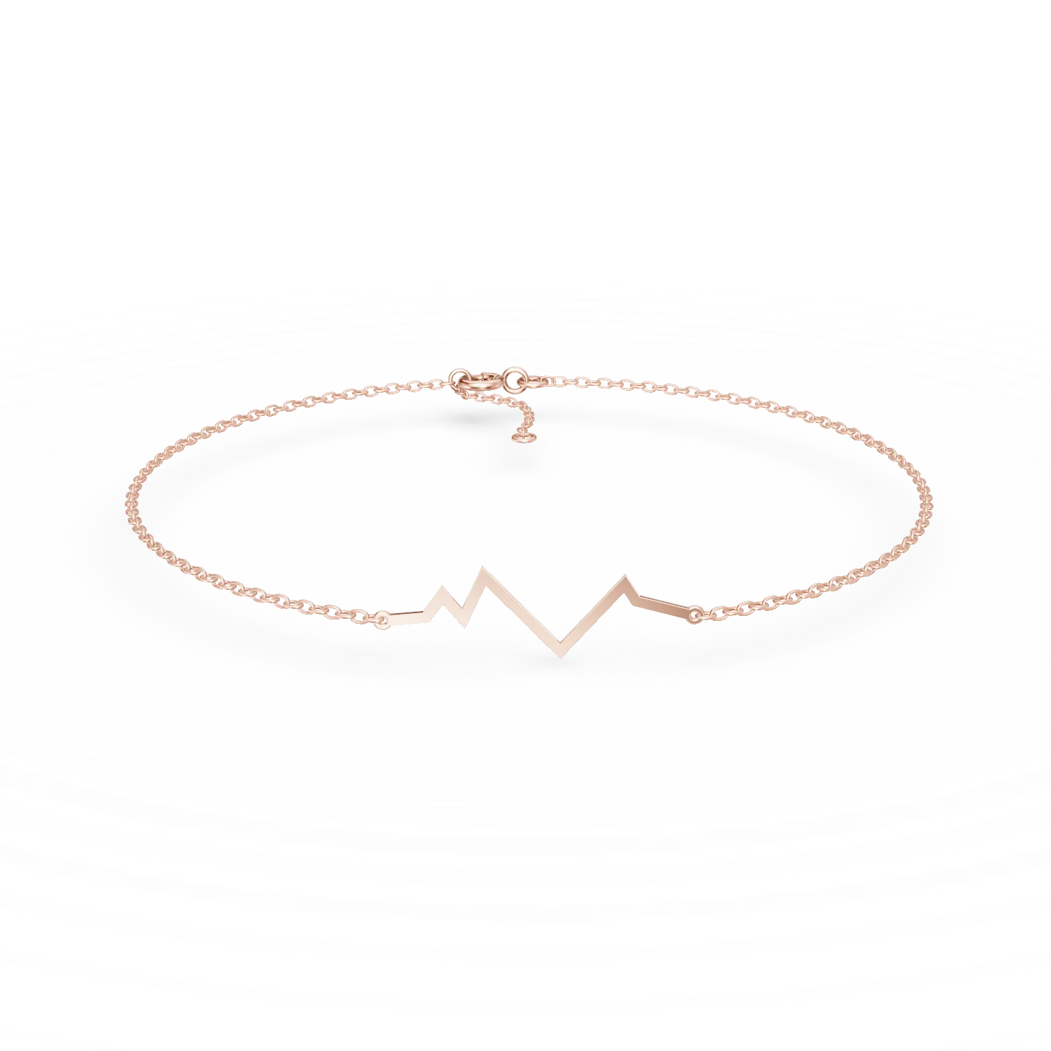 Bratara cu pandantiv pulsul inimii din aur roz