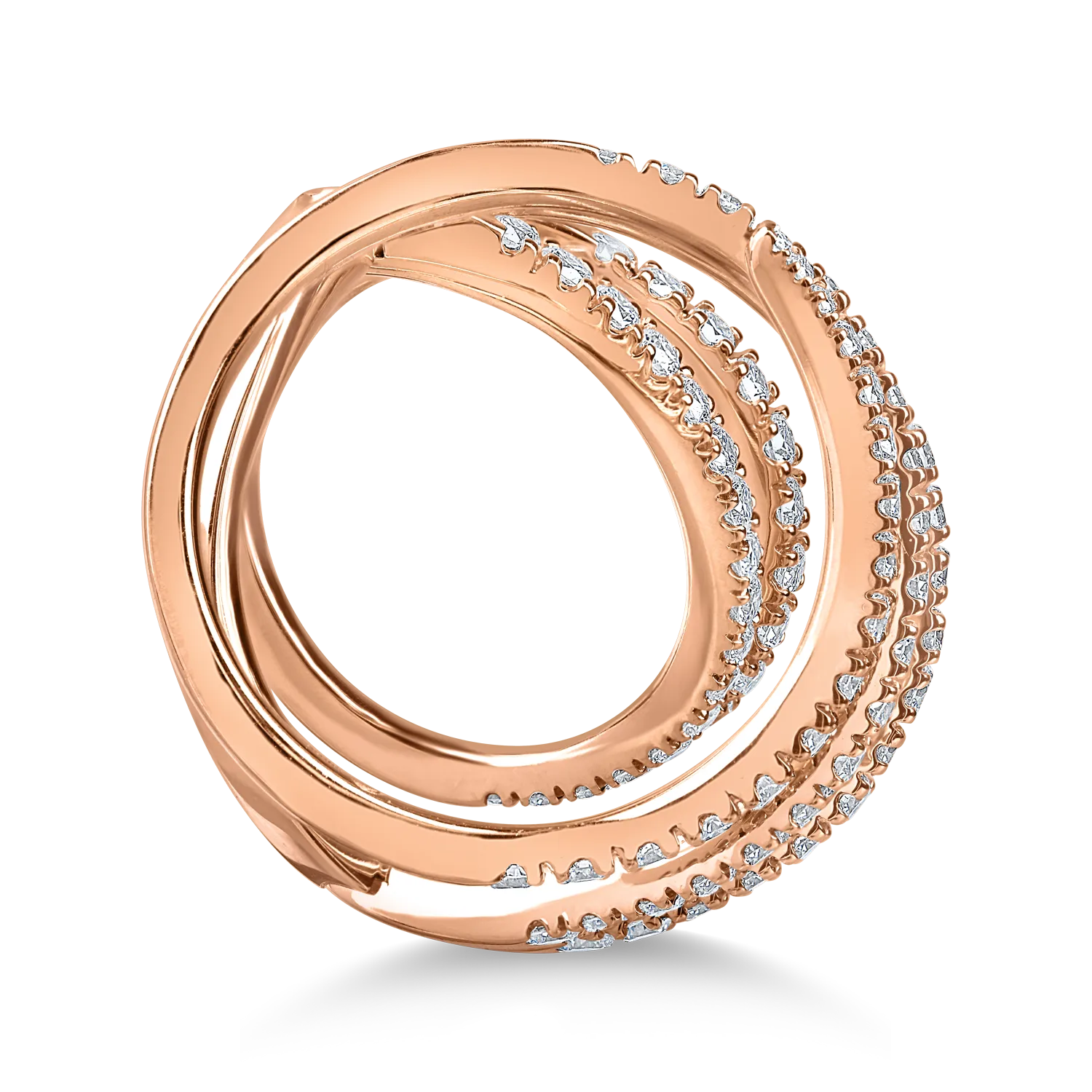 Pierścionek z różowego złota z 1.8ct diamentami mikrosetującymi