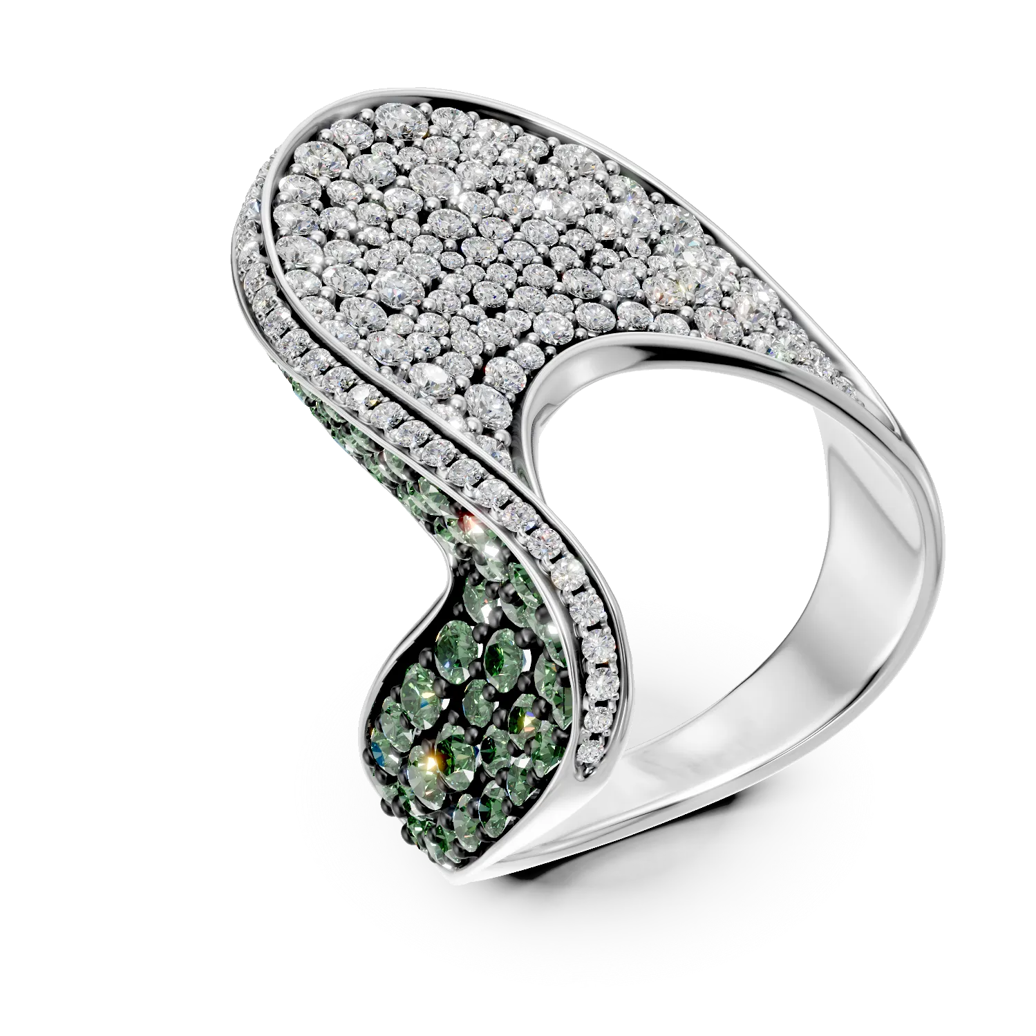 White gold ring with 1.57ct diamonds and 1.32ct tsavorites-195878