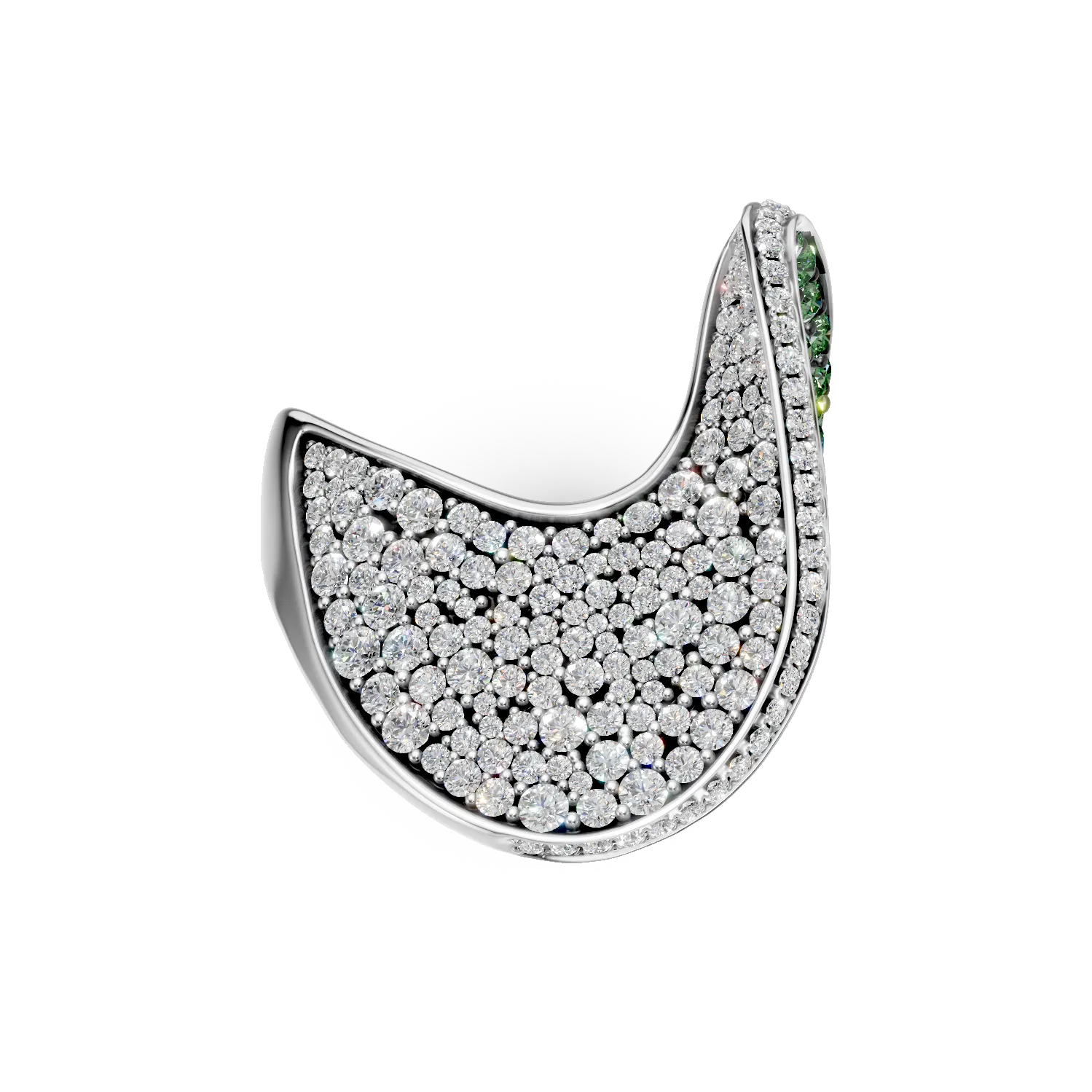 White gold ring with 1.57ct diamonds and 1.32ct tsavorites