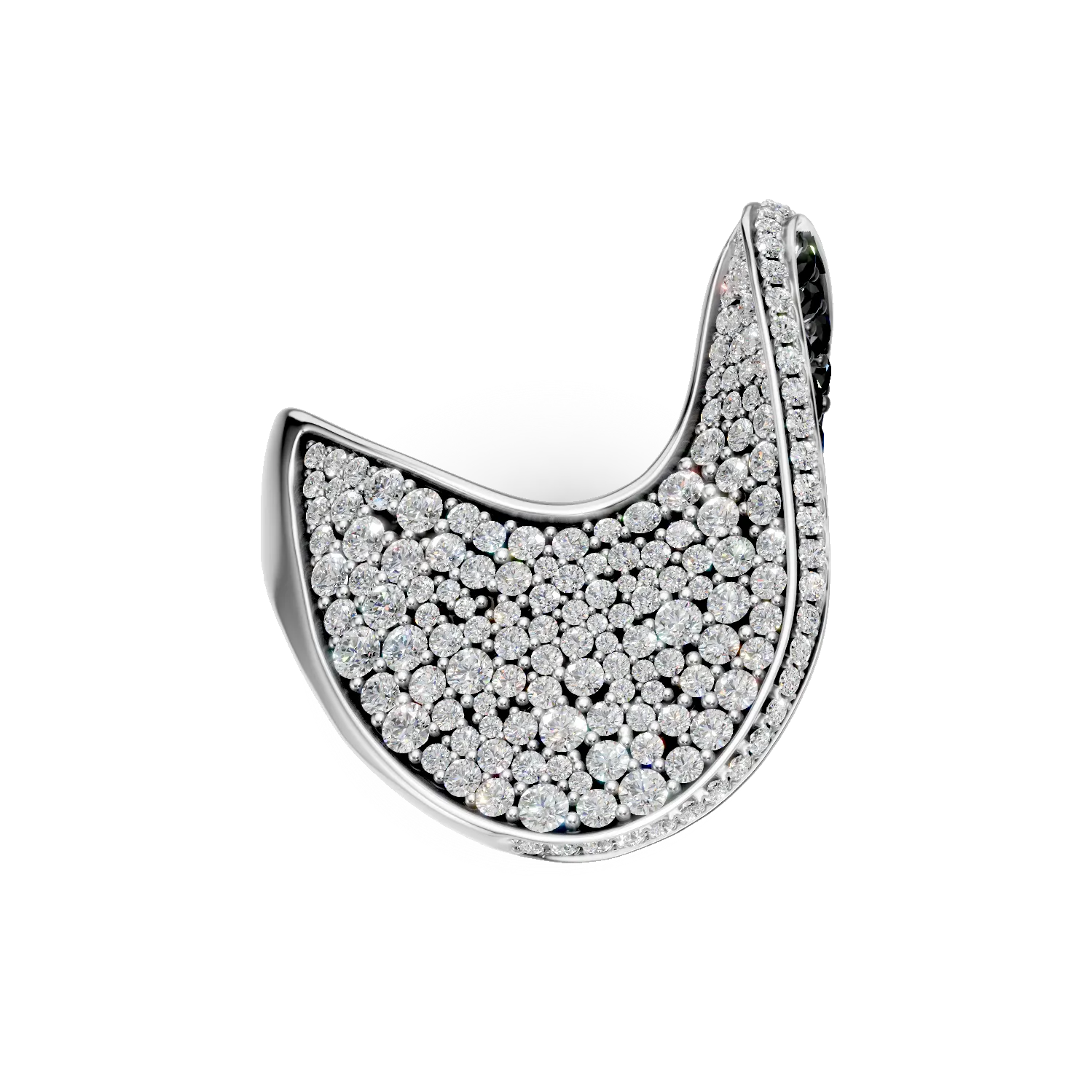 Fehérarany gyűrű 2.9ct fekete és átlátszó gyémántokkal
