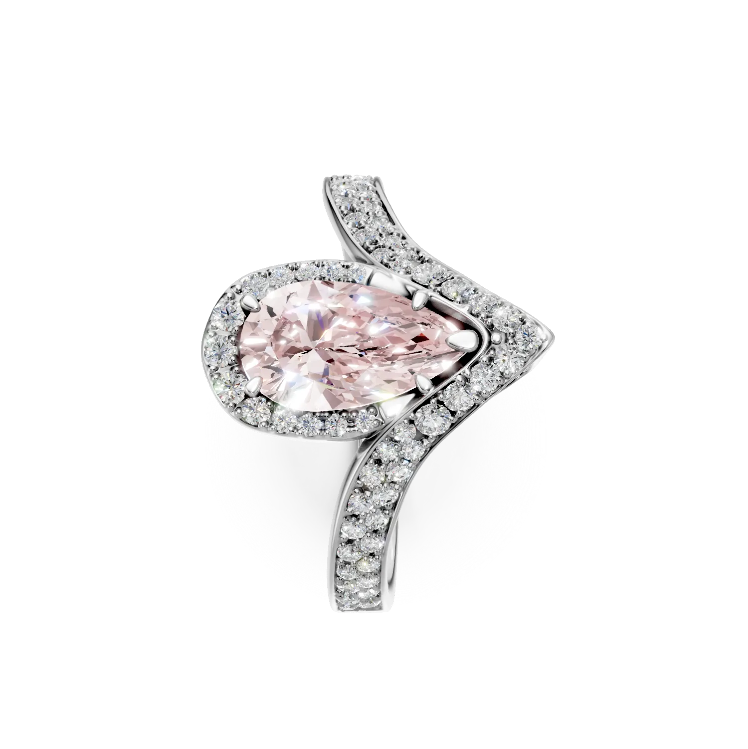 White gold geometric ring with 2.8ct lab-grown pink and clear diamonds