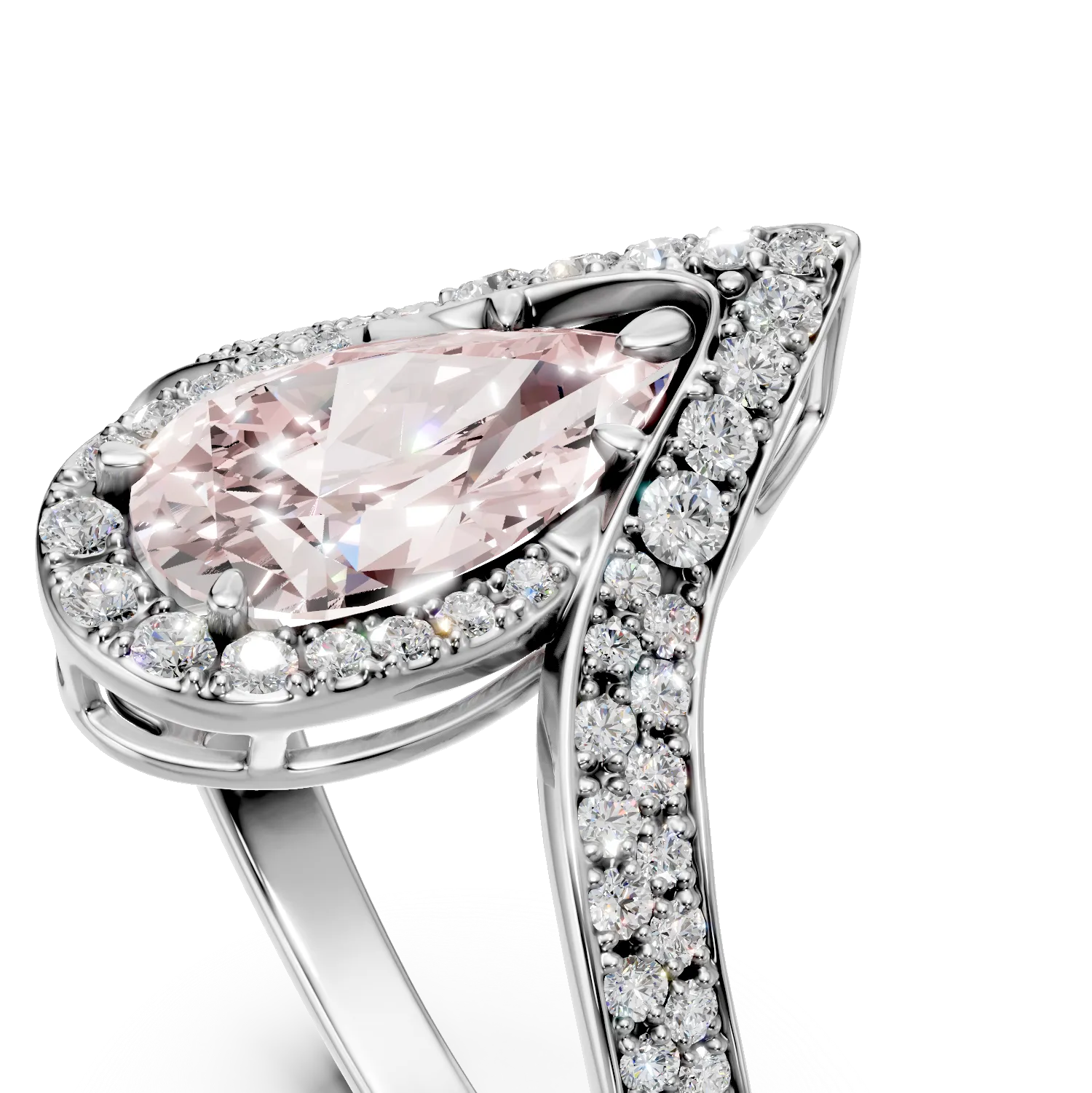 White gold geometric ring with 2.8ct lab-grown pink and clear diamonds